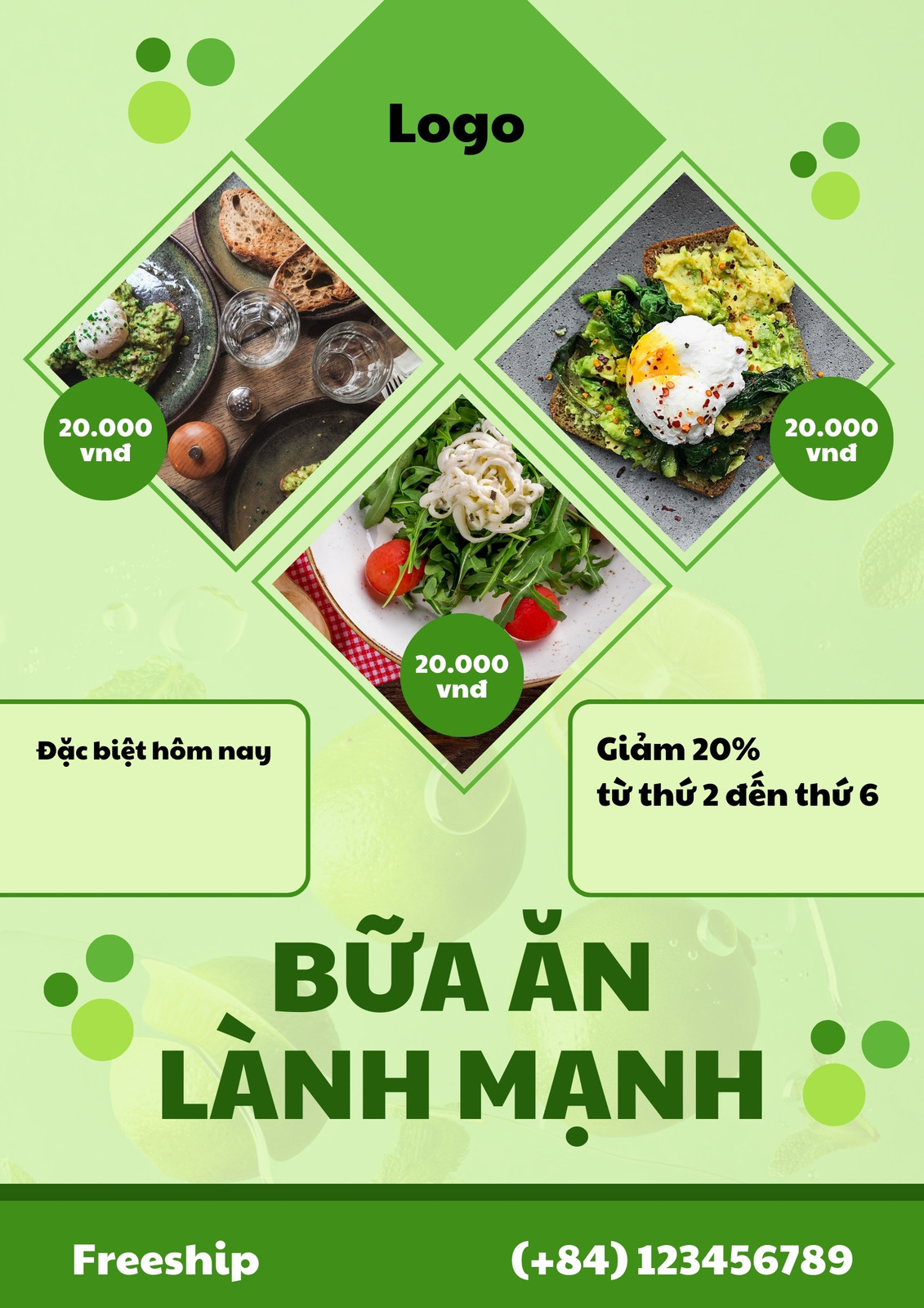 Tờ rơi bữa ăn lành mạnh xanh lá Tờ rơi bữa ăn lành mạnh xanh lá