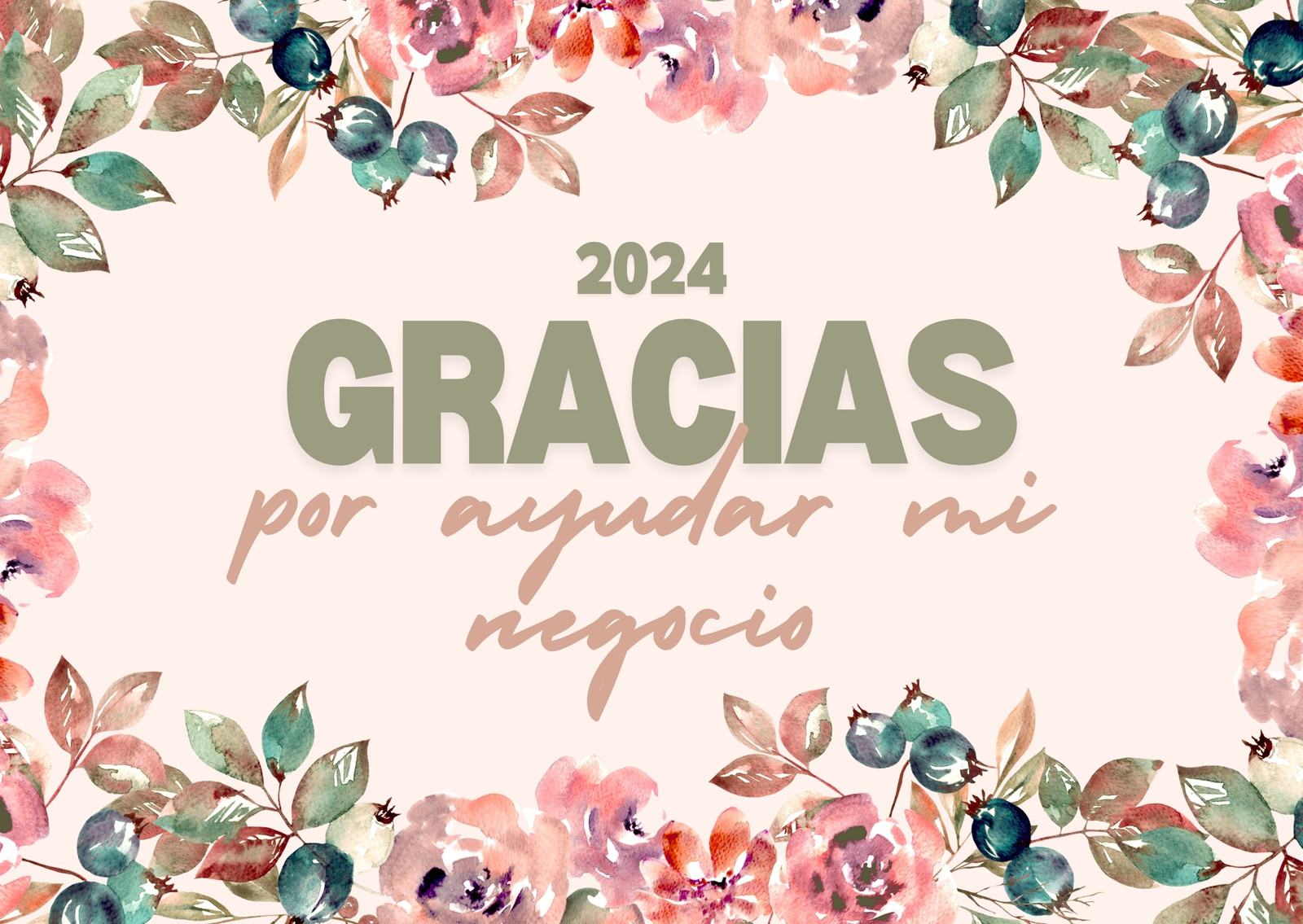 Tarjeta Horizontal Negocio Emprendimiento Floral Acuarela Multicolor
