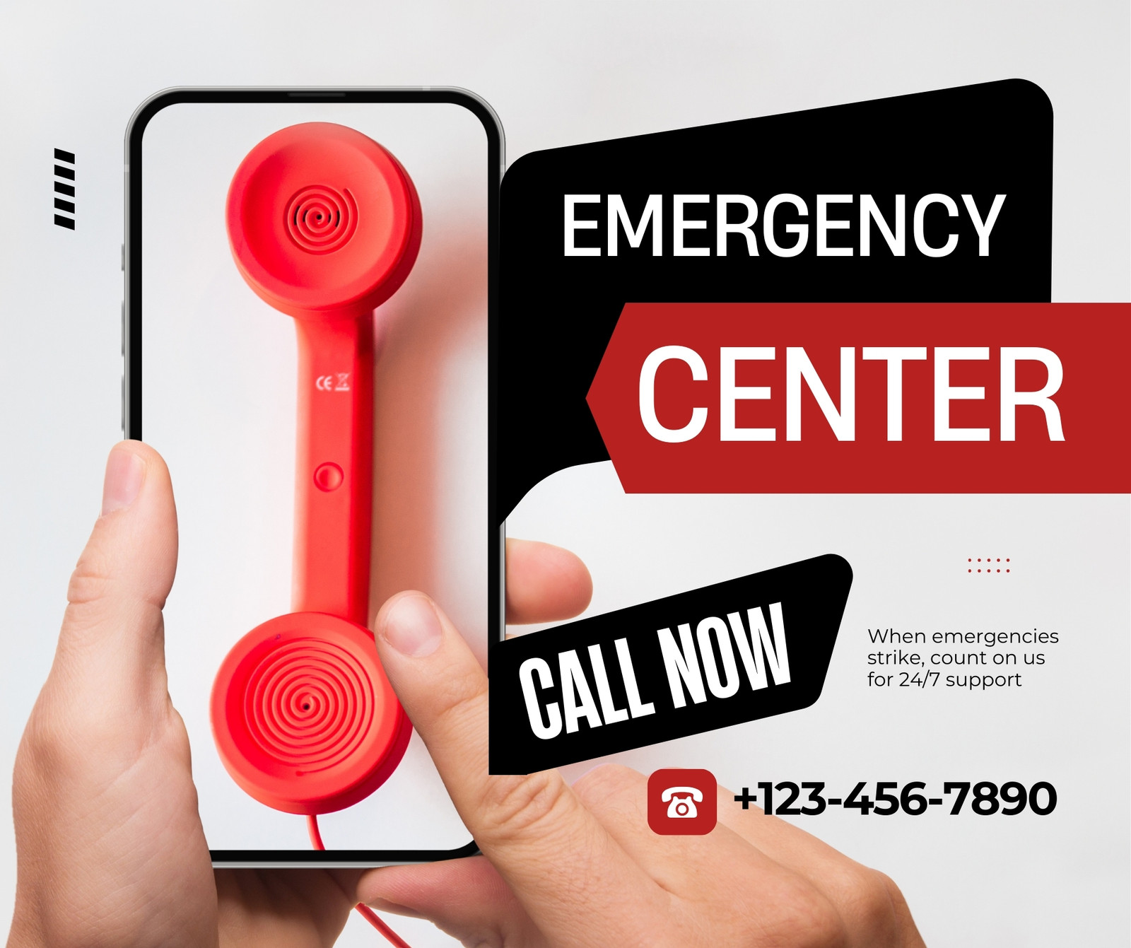 Red and Black Modern Emergency Center Facebook Post