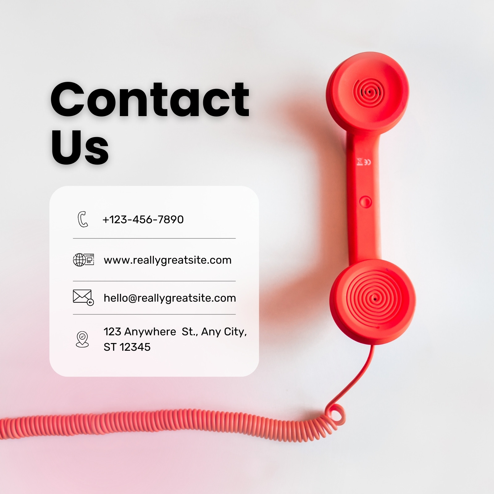 Red And Black Minimalist Contact Us Instagram Post