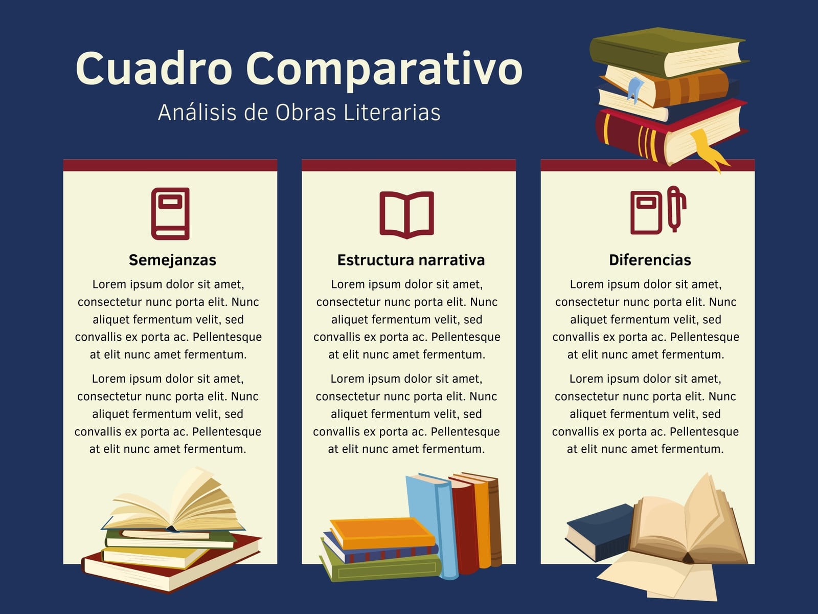 Grafico tabla comparativa análisis de libros estructurado académico azul