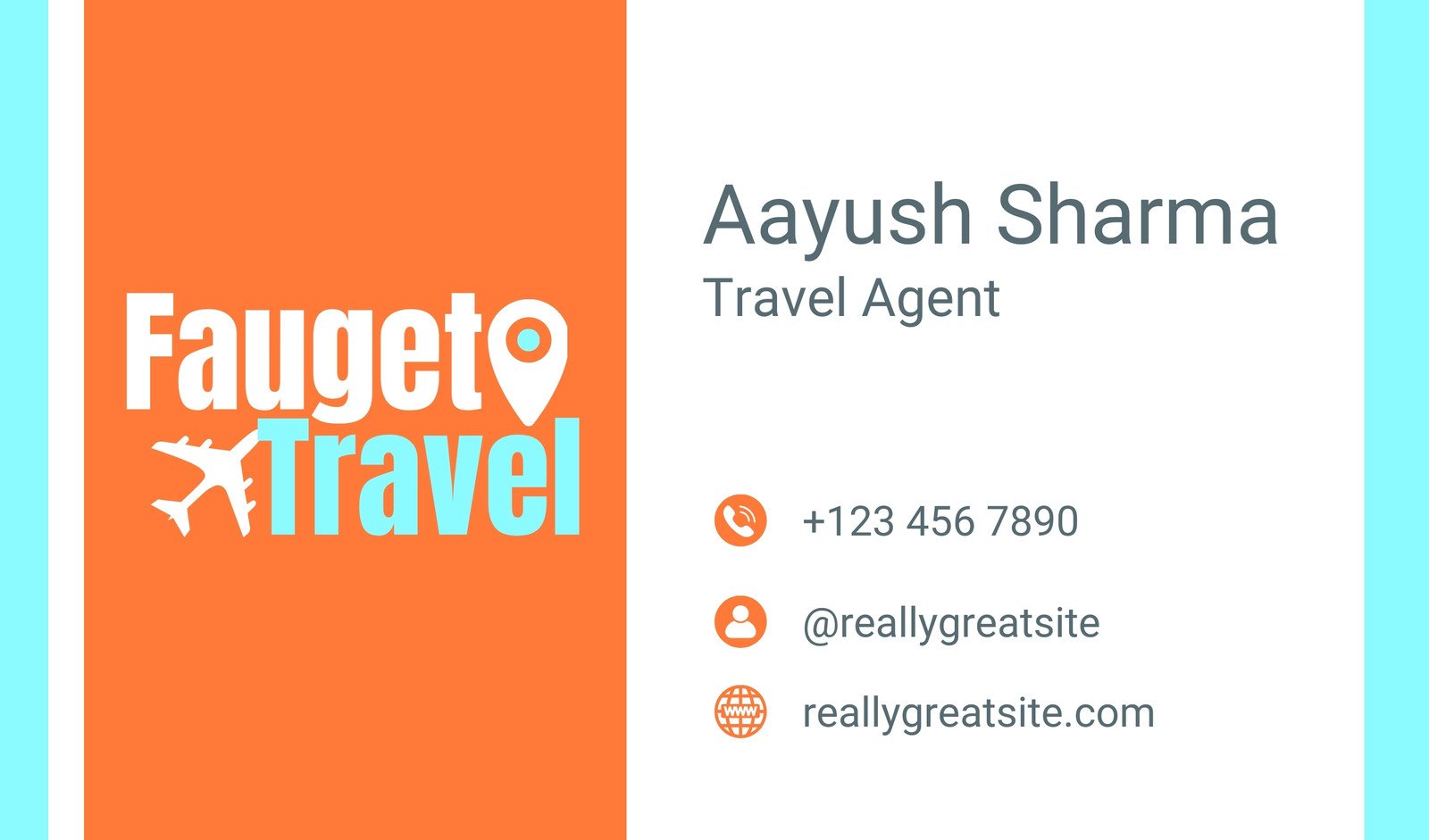 Clean Orange and Blue Travel Agent Business Card