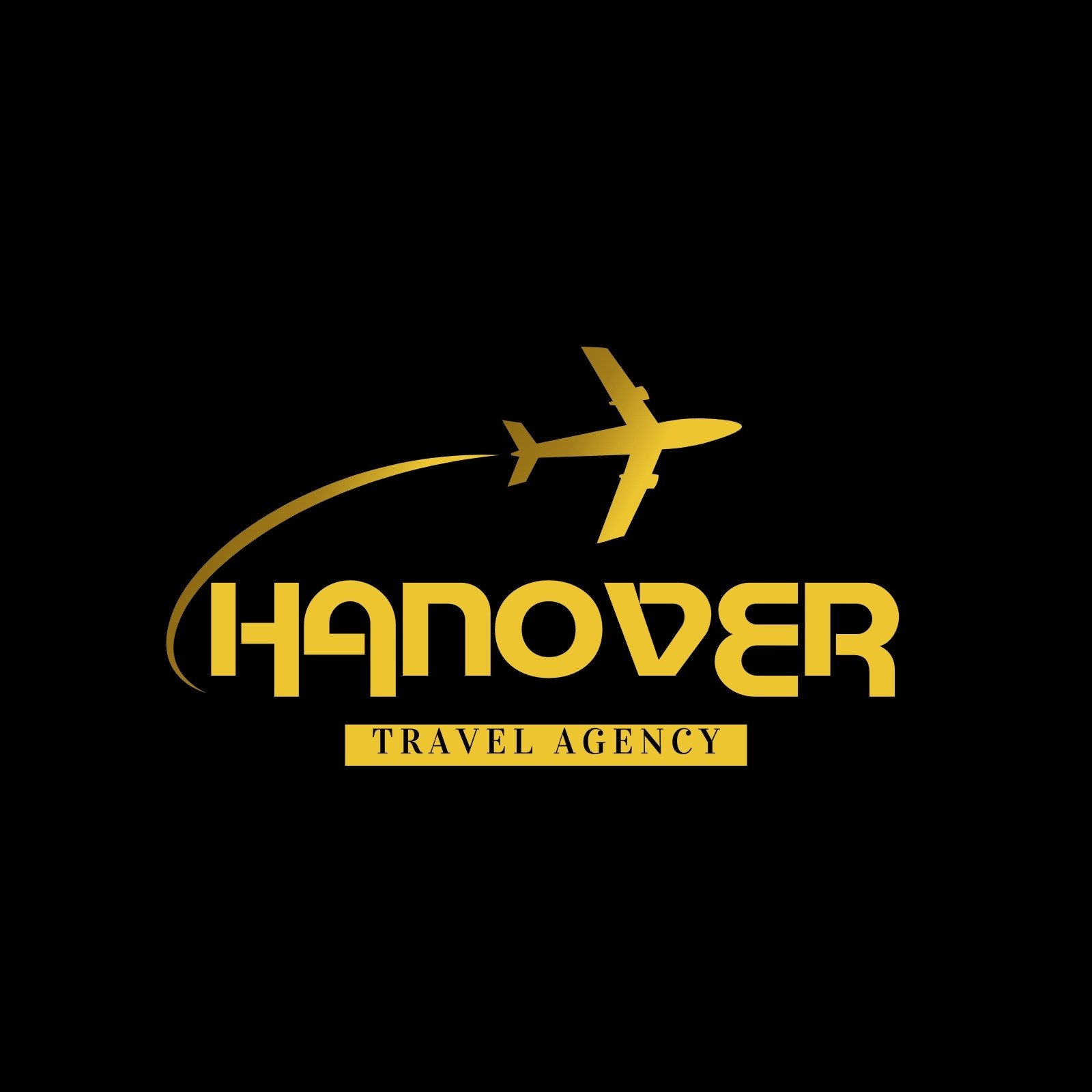 Gold and Black Plane Travel Creative Logo