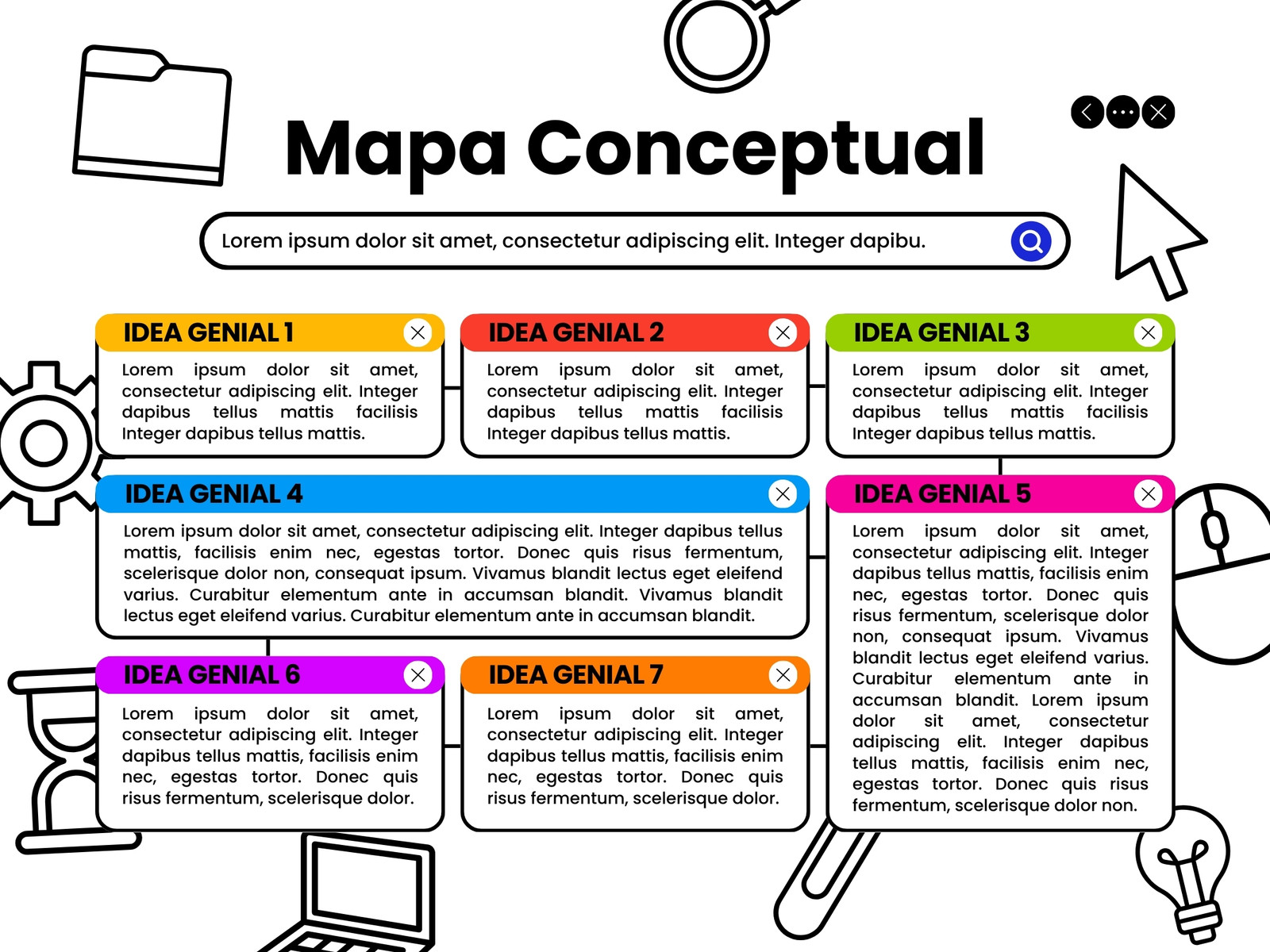 Gráfico mapa conceptual creativo minimalista negro