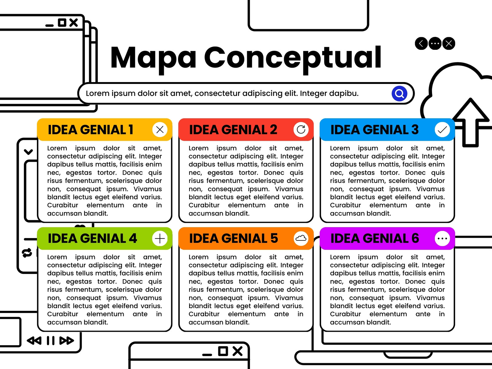 Gráfico mapa conceptual creativo minimalista negro