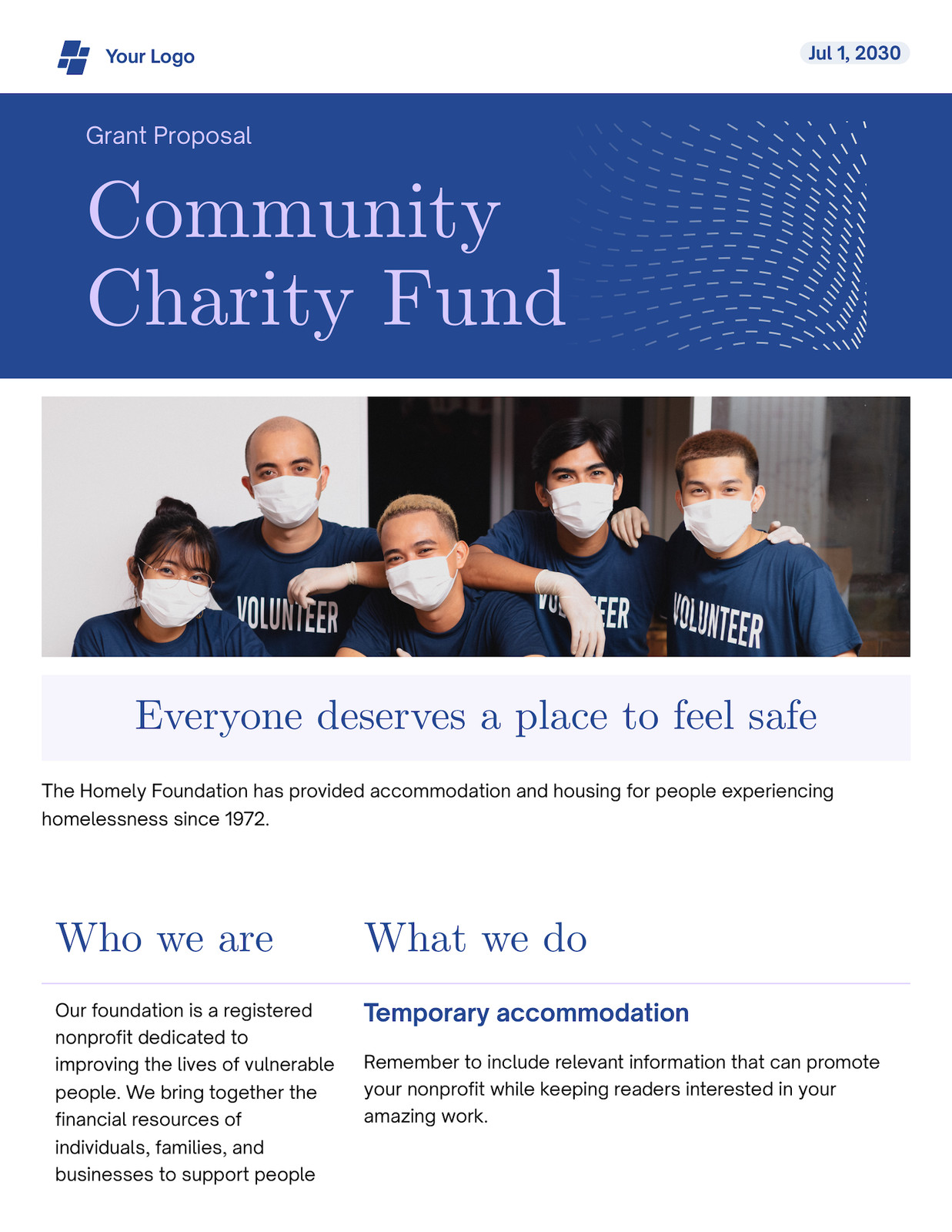 Charity Report in Blue Pastel Purple Style