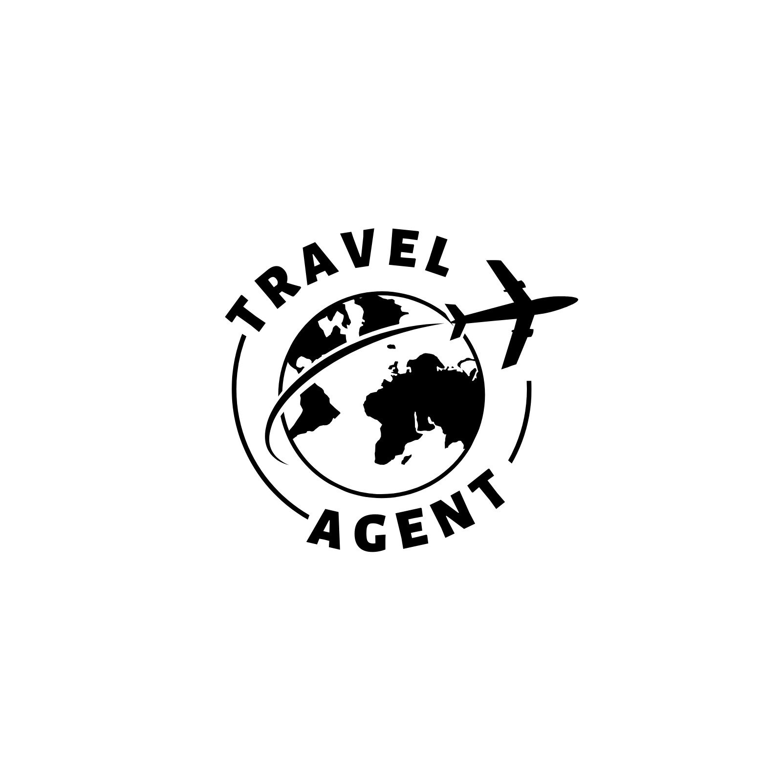 Black and White Vintage Illustrative Travel Agent Logo