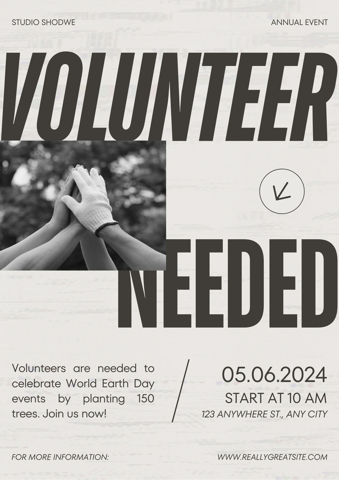Black Bold Simple Volunteer Event Poster