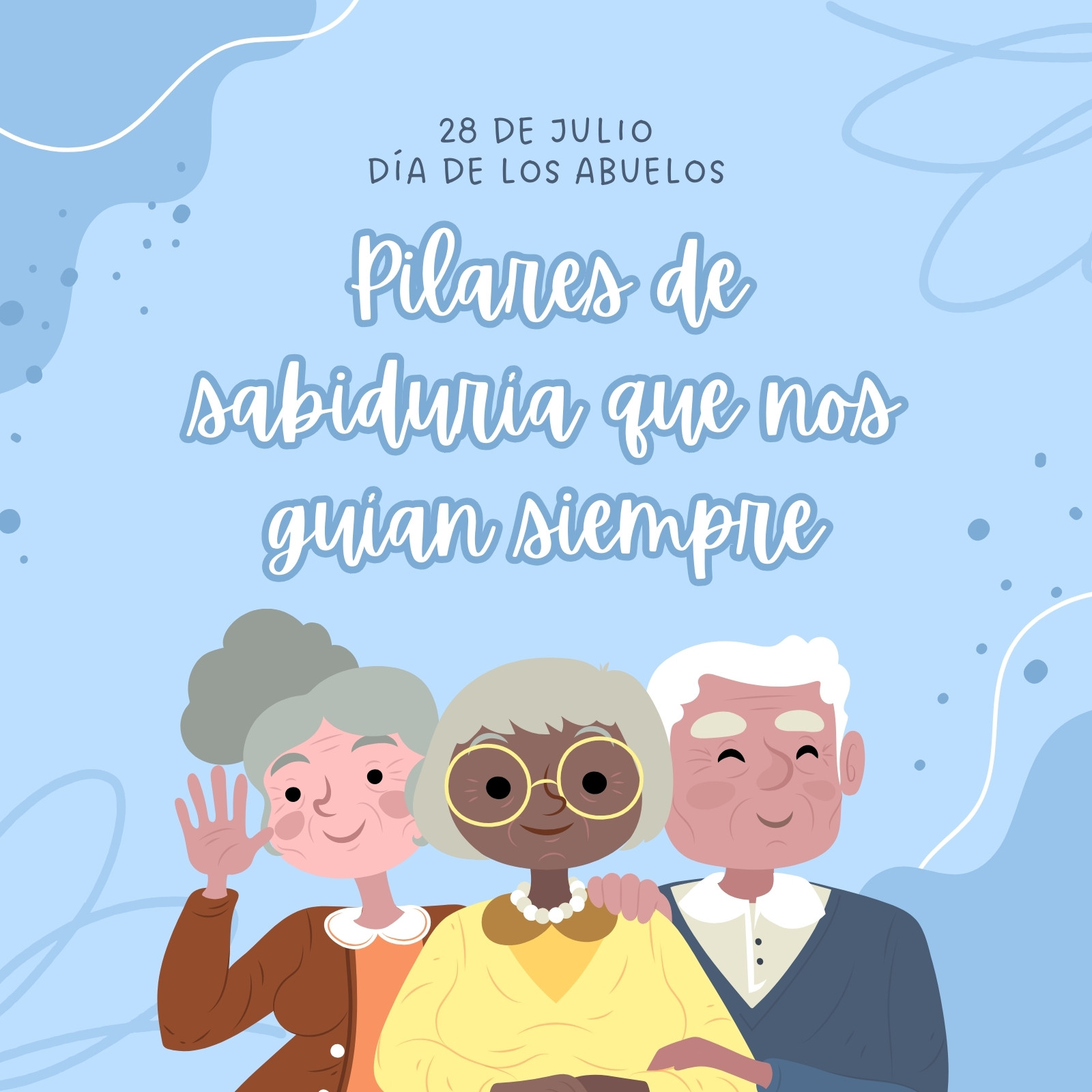 Post de Instagram Día de los Abuelos Ilustrado Celeste