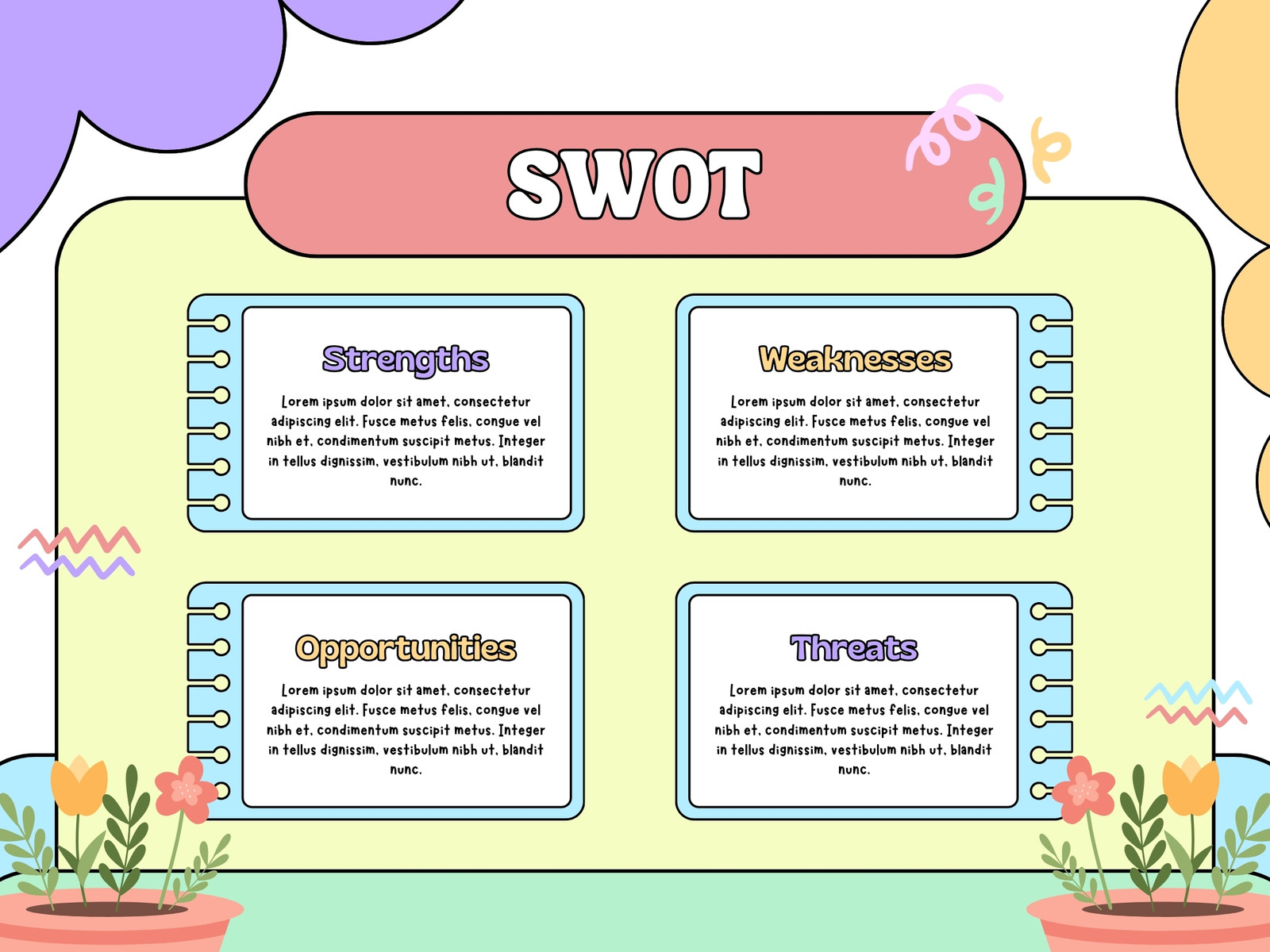 Colorful Playful Creative SWOT Analysis