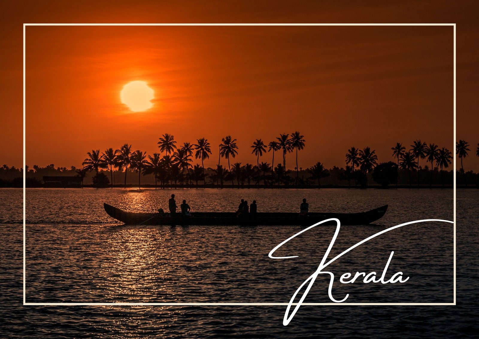 Orange Monochrome Scenic Kerala Travel Postcard