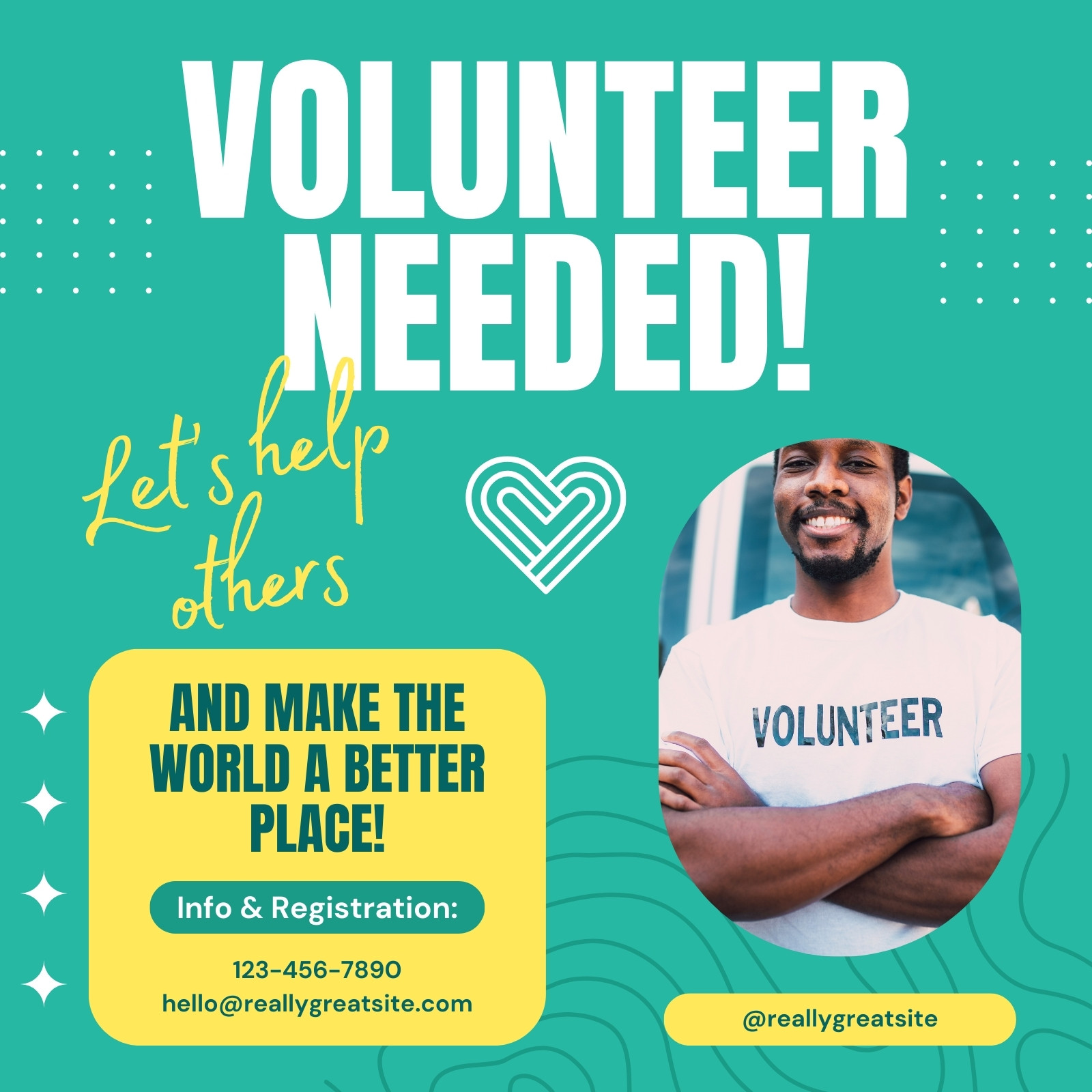 Green Tosca and Yellow Minimalist Volunteer Nedeed Instagram Post