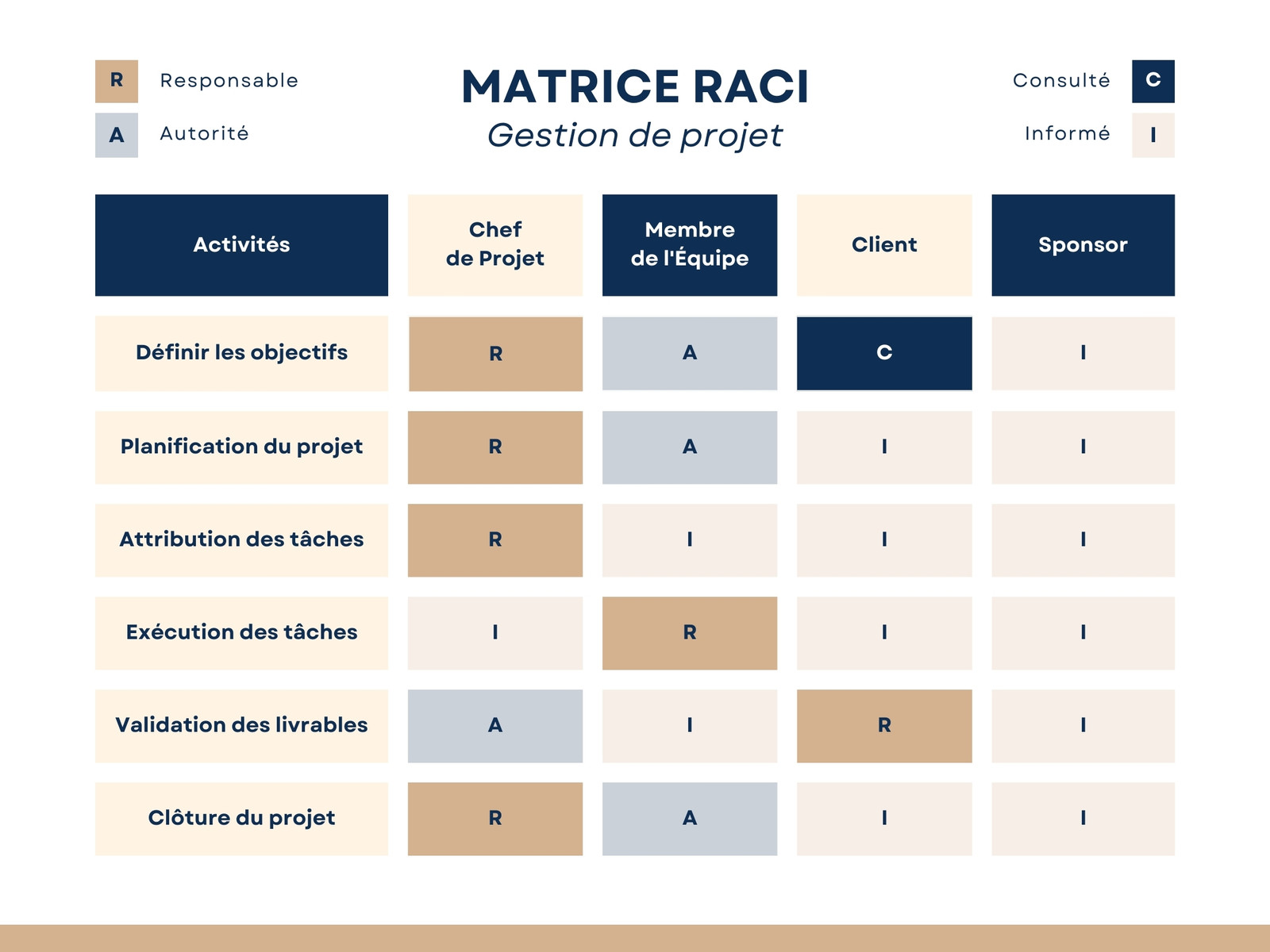 Graphique Matrice RACI Moderne Bleu Marron