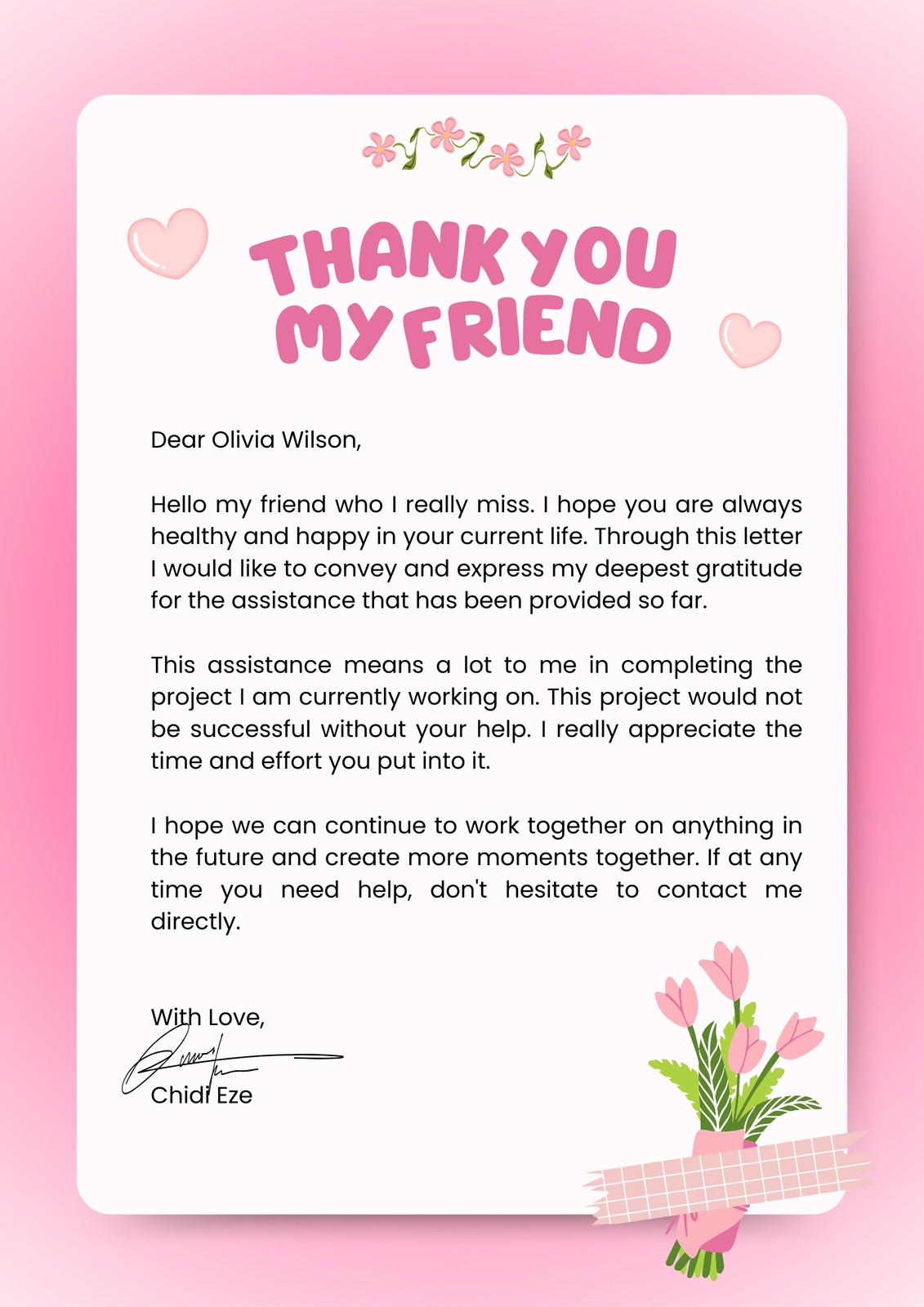 Pink Professional Letter Document