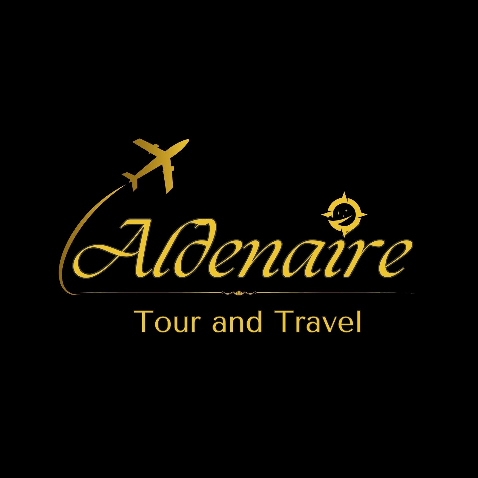Black and Yellow Creative Elegant Tour and Travel Logo 