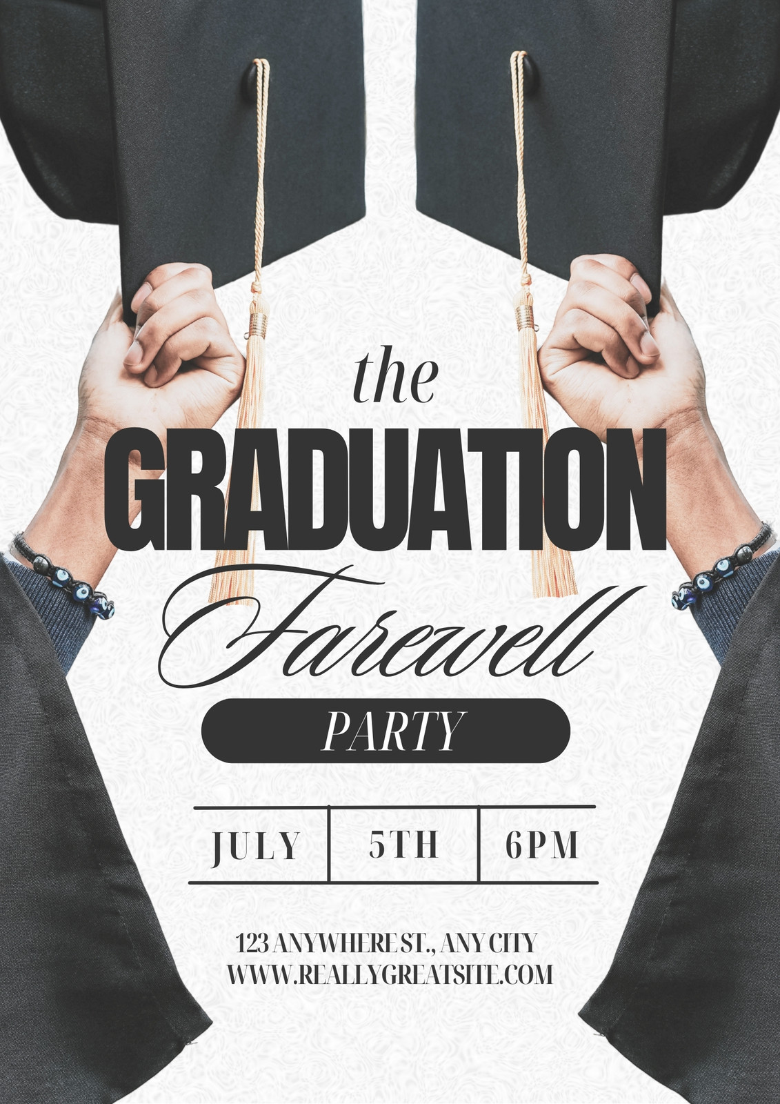Black and Grey Vintage Grunge Trend Style Graduation Party A3 Poster