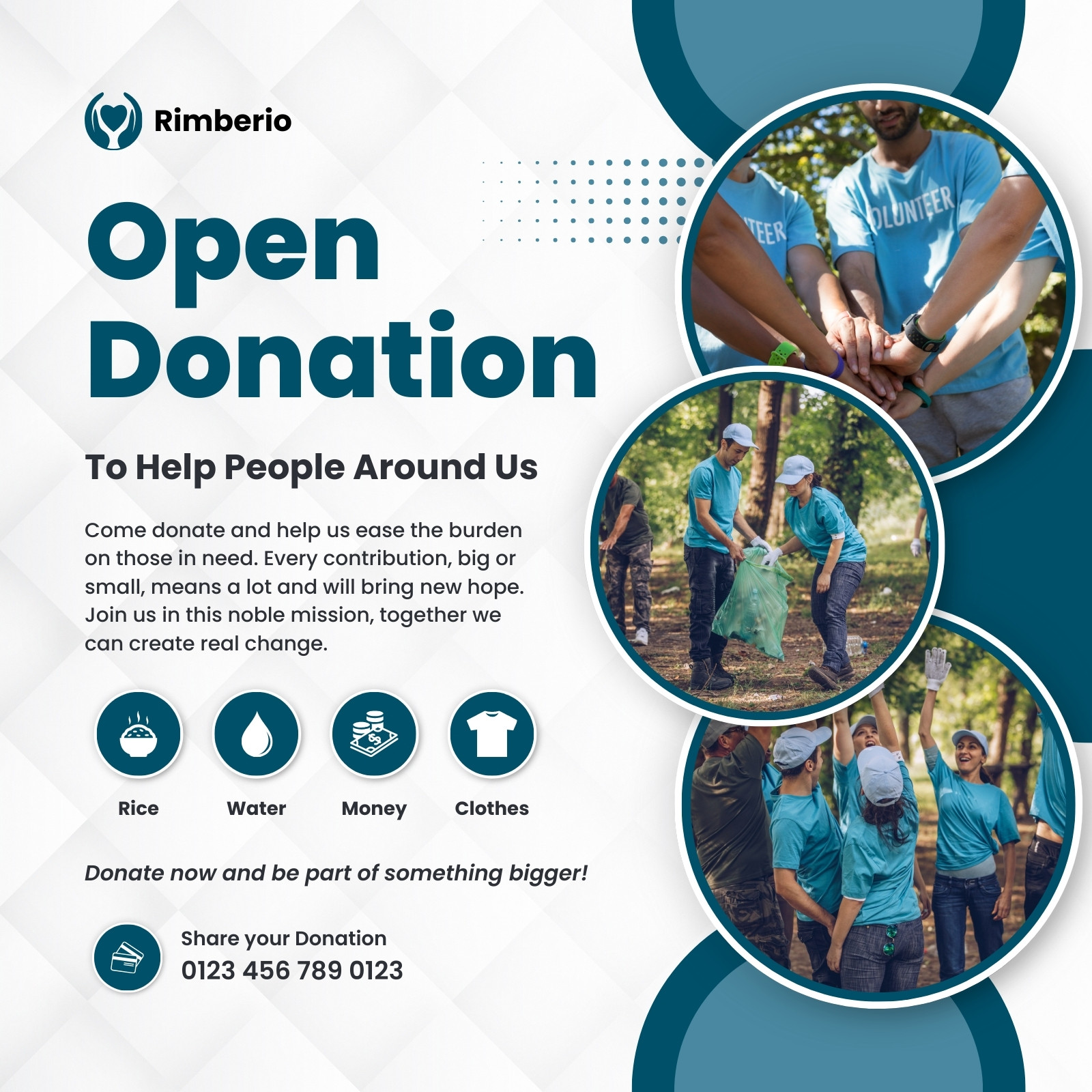 Blue and White Modern Open Donation Instagram Post