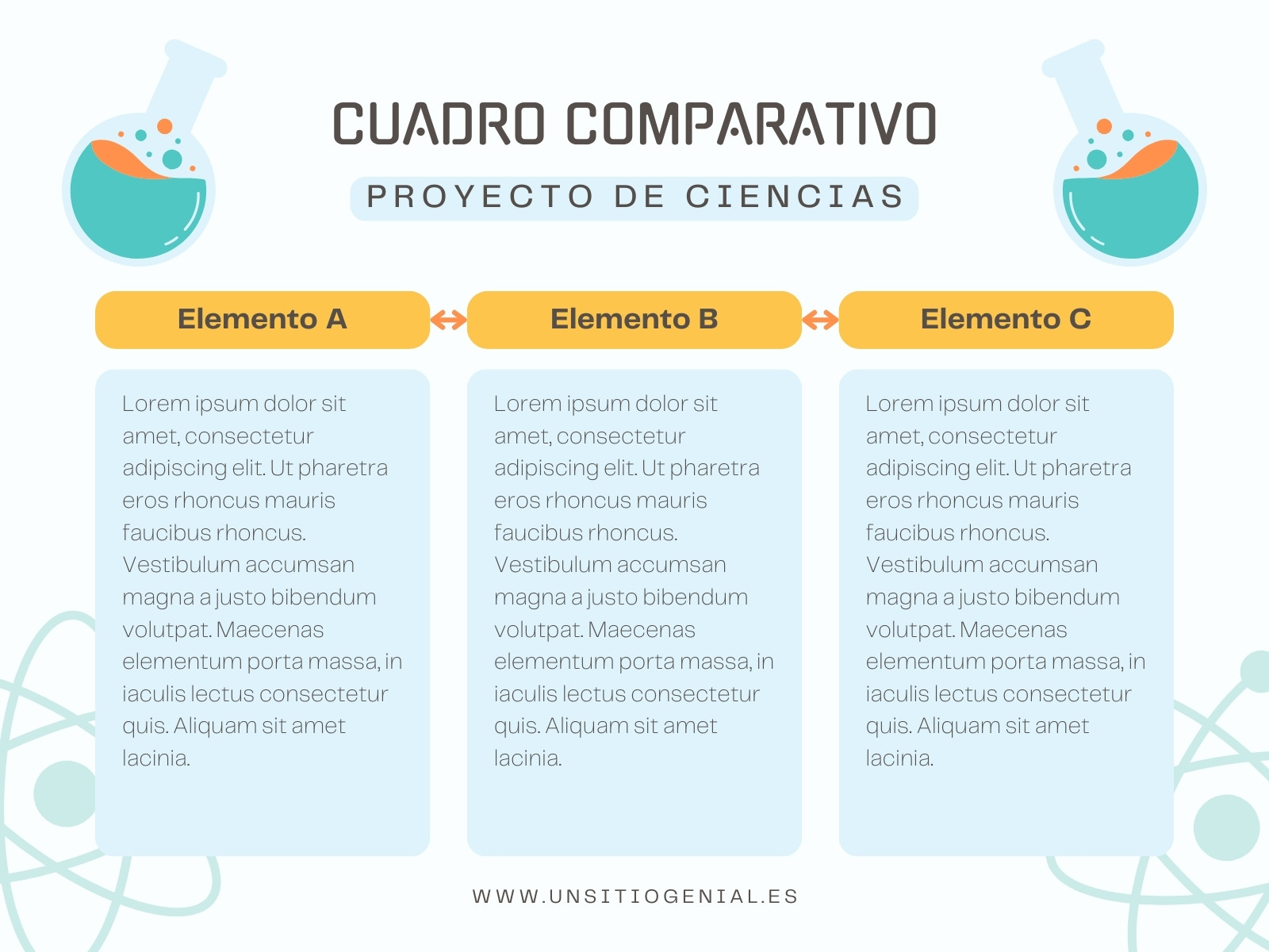 Gráfico Cuadro Comparativo de Ciencia Ilustrativo Azul y Amarillo