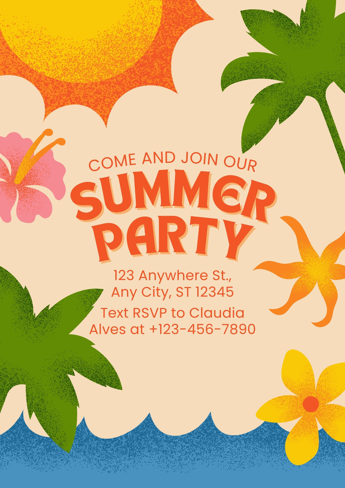 Orange Yellow Green Colorful Summer Party Flyer