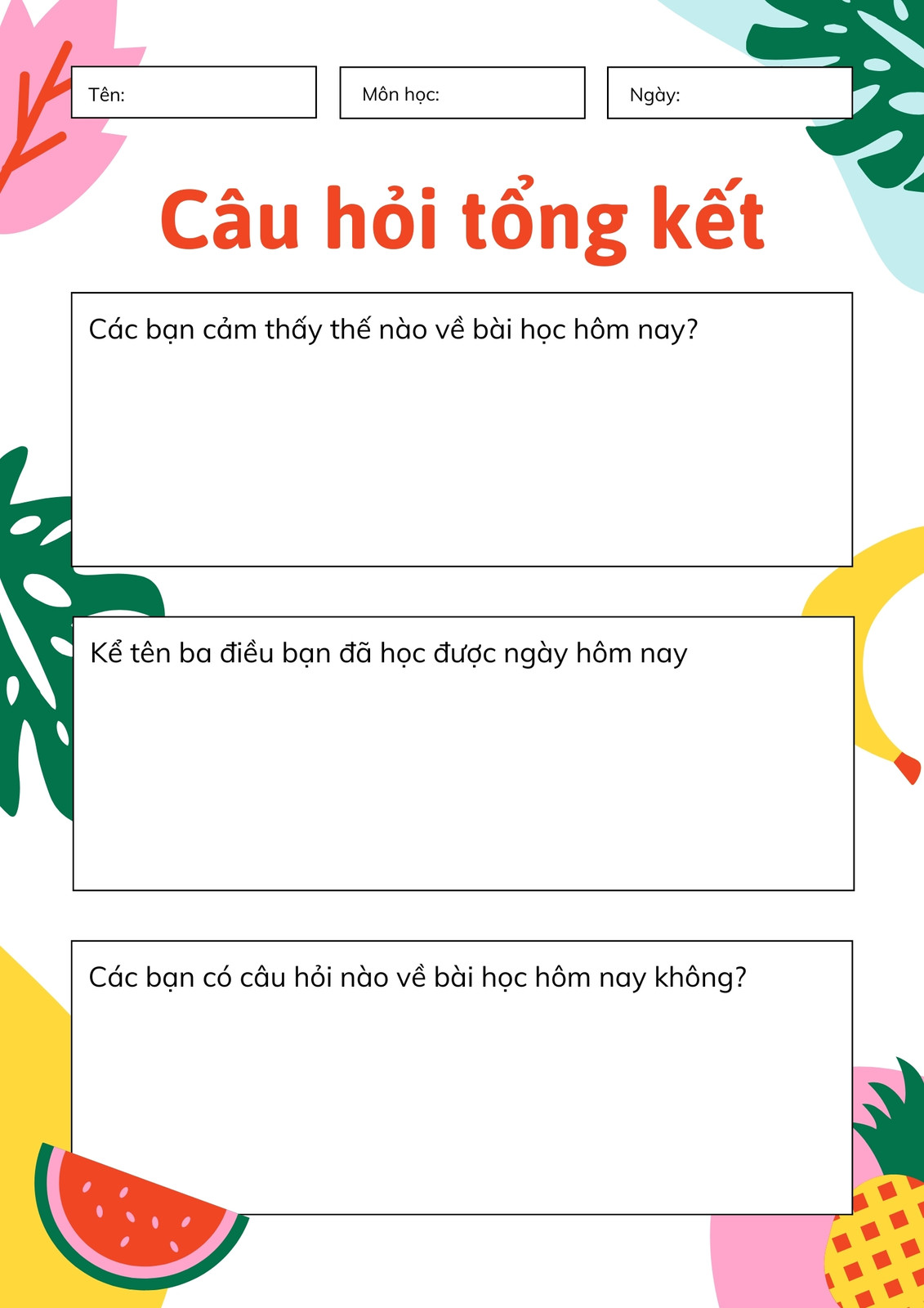  C&acirc;u hỏi Tổng kết M&ugrave;a h&egrave; Tựu trường Nhiều m&agrave;u sắc Phong c&aacute;ch S&ocirc;i nổi