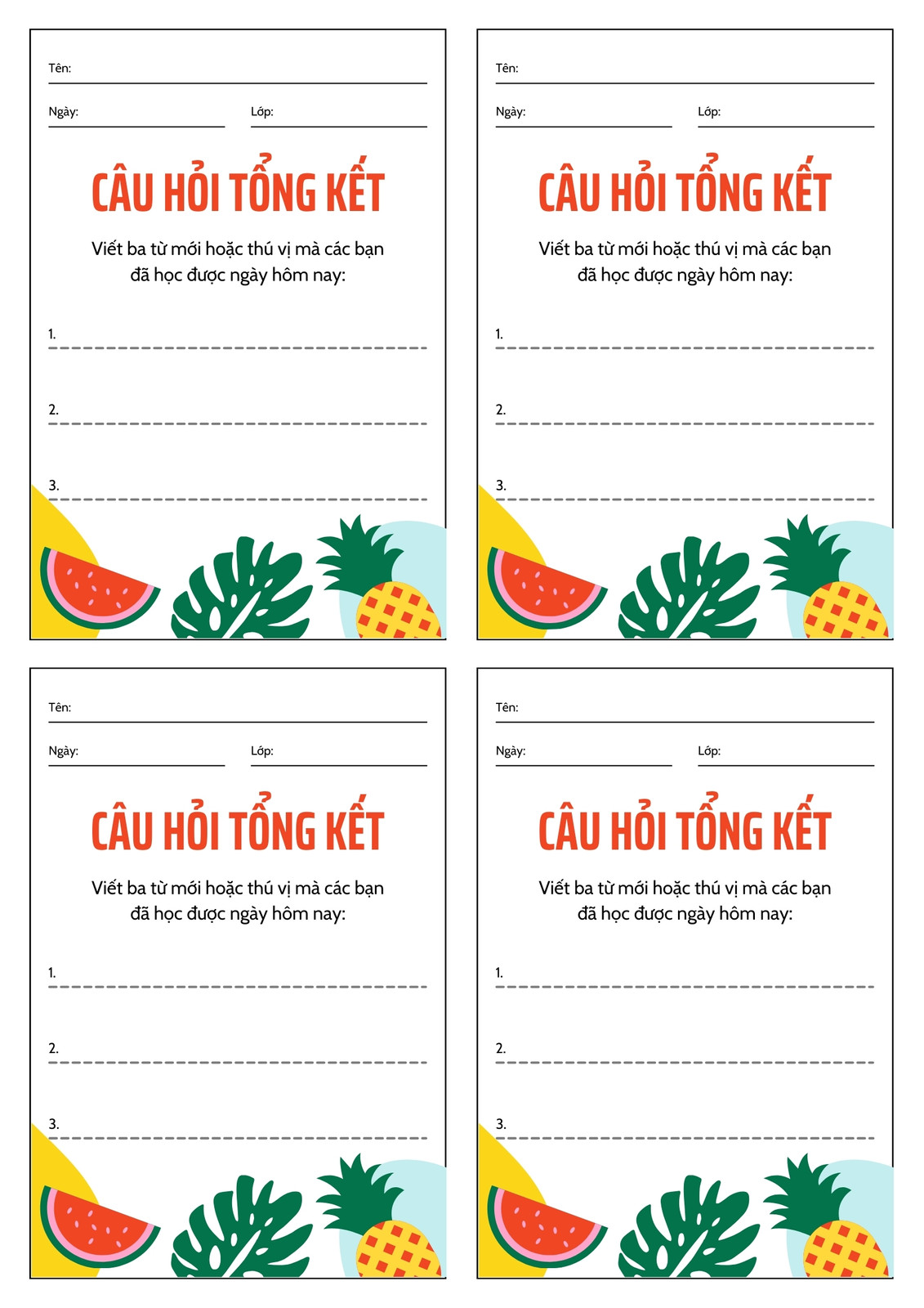 C&acirc;u hỏi Tổng kết M&ugrave;a h&egrave; Tựu trường Trắng Đỏ V&agrave;ng