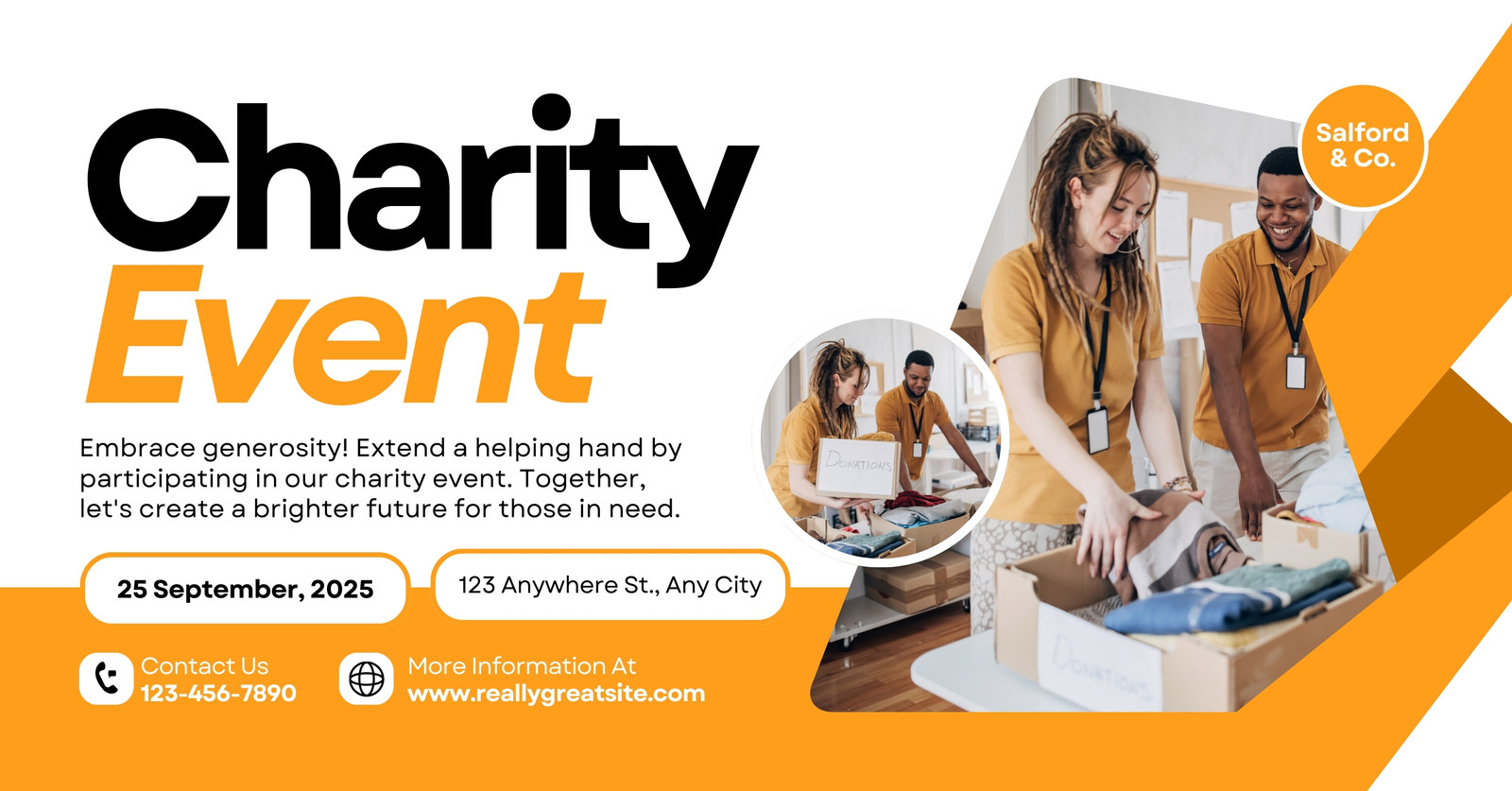 Yellow and White Modern Charity Event Facebook Ad