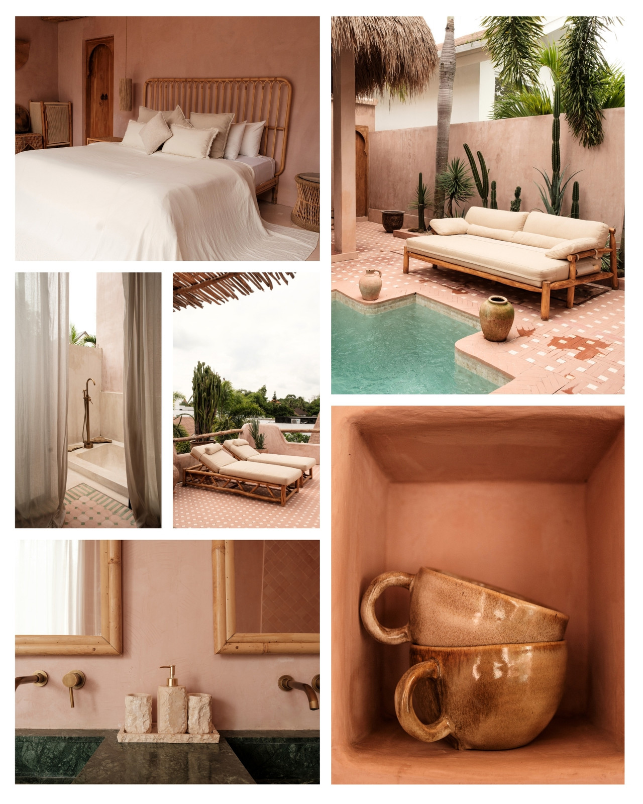 White Beige Tropical Villa Photo Collage Instagram Post