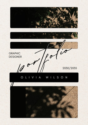 Free Beige Black Aesthetic Photo Collage Portfolio Cover Page Document Canva template