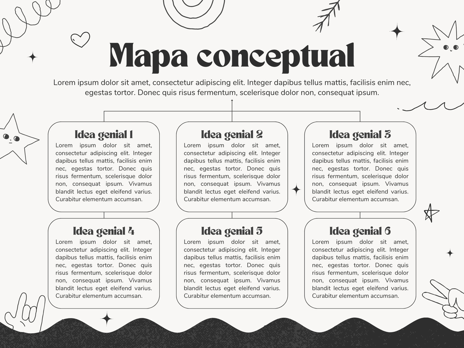 Gráfico mapa conceptual creativo minimalista negro