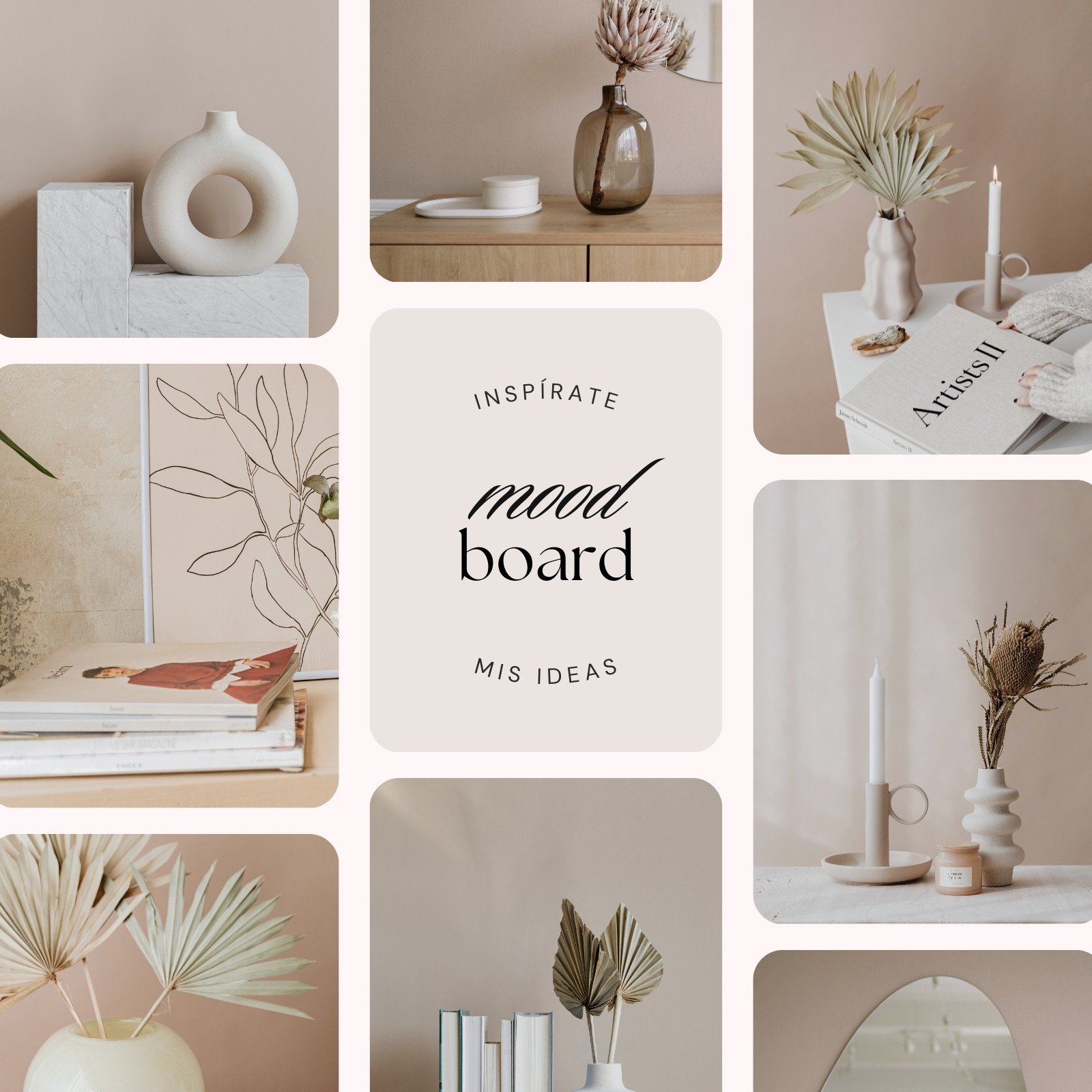 Posteo de Instagram Collage Moodboard Tablero de Inspiracion Minimalista Beige