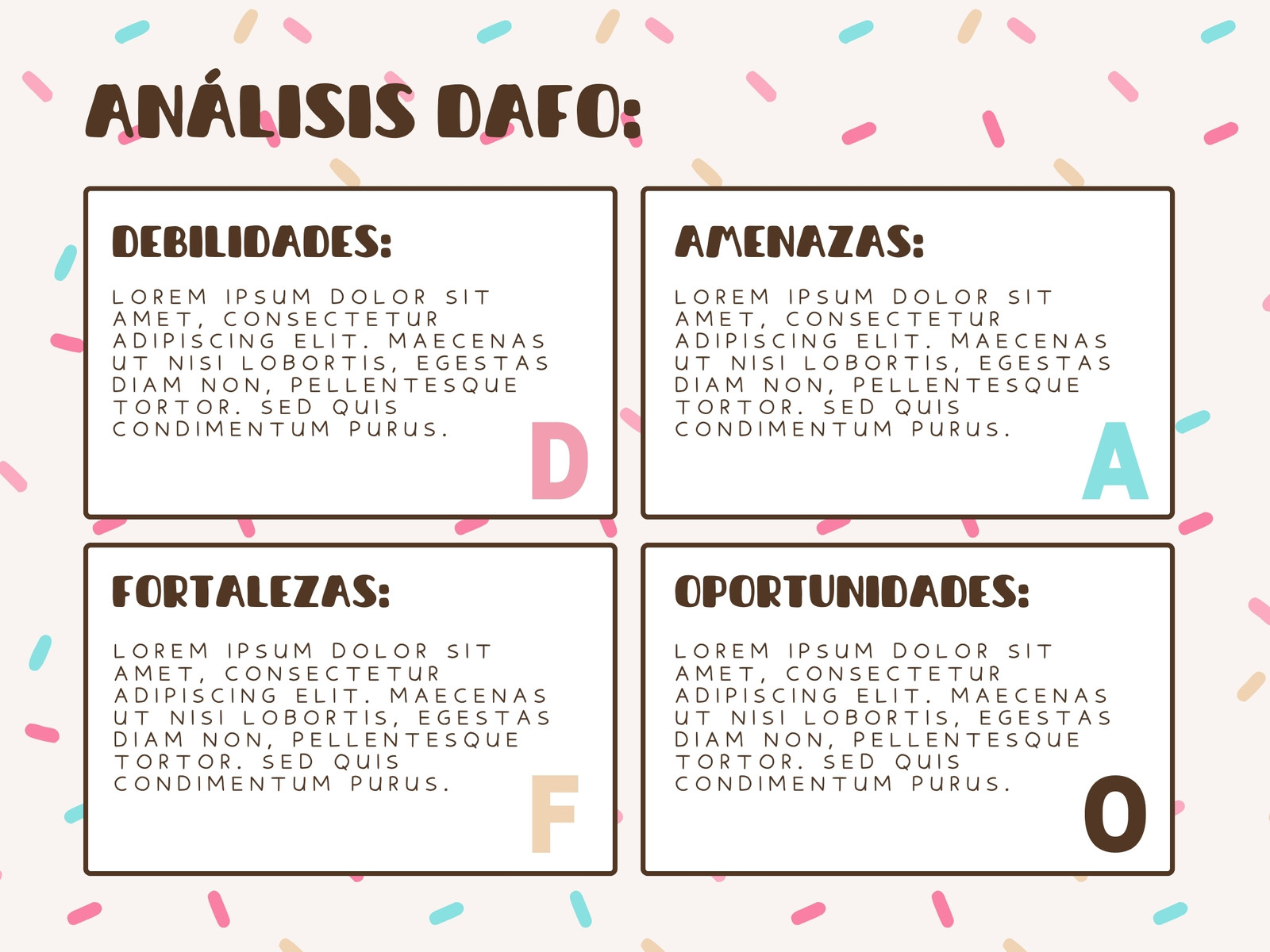 Gráfico Análisis DAFO Emprendedor Ilustrado Bonito Dulce Crema Marrón Rosa