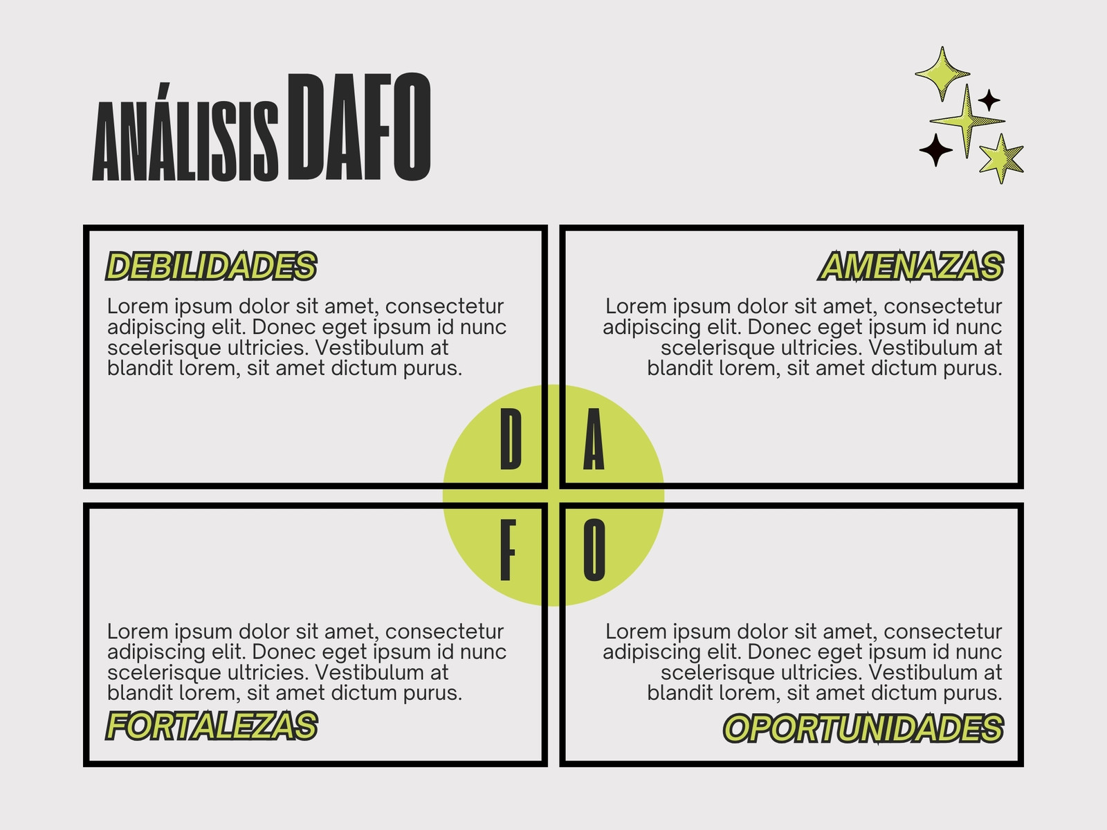 Gráfico Análisis DAFO Emprendedor Bloques Esquema Halftone Retro Gris Verde