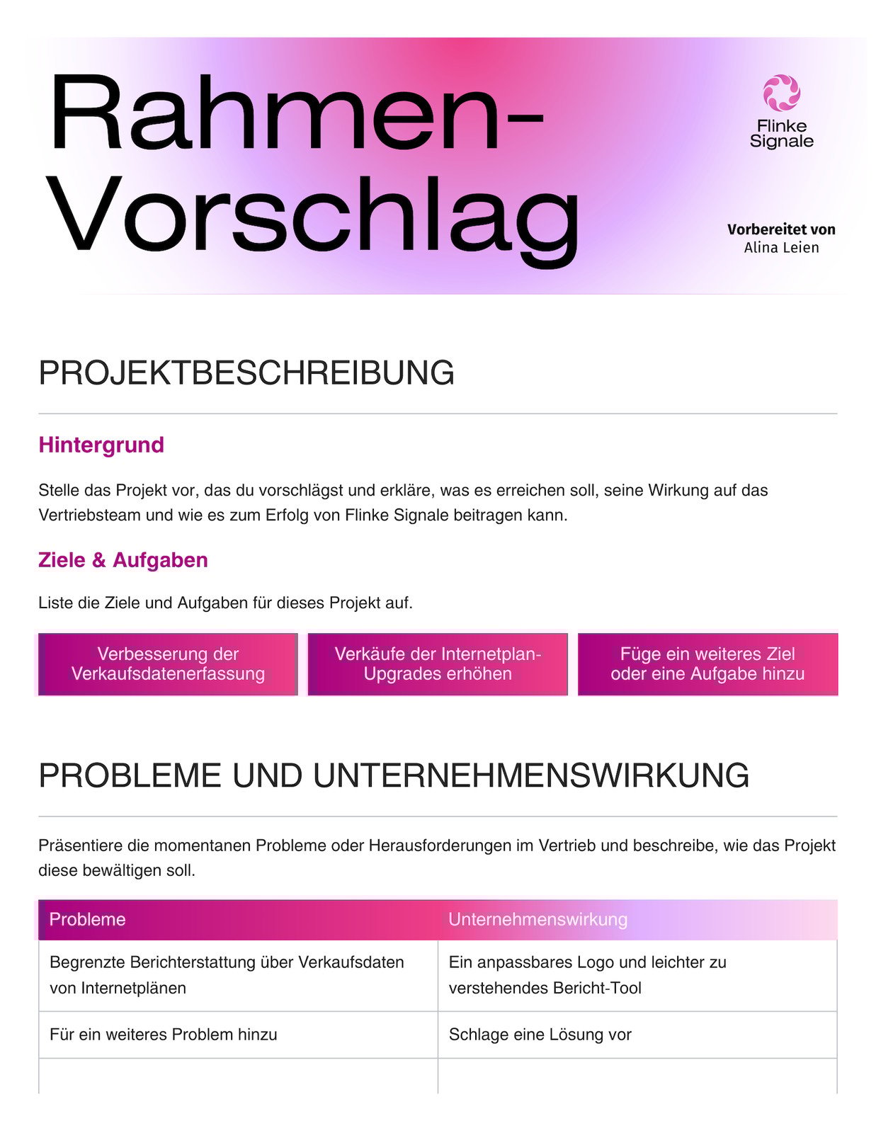 Pink Farbverlauf Geordnet Professioneller Stil Technologie und Networking Verkauf Projektvorschlag