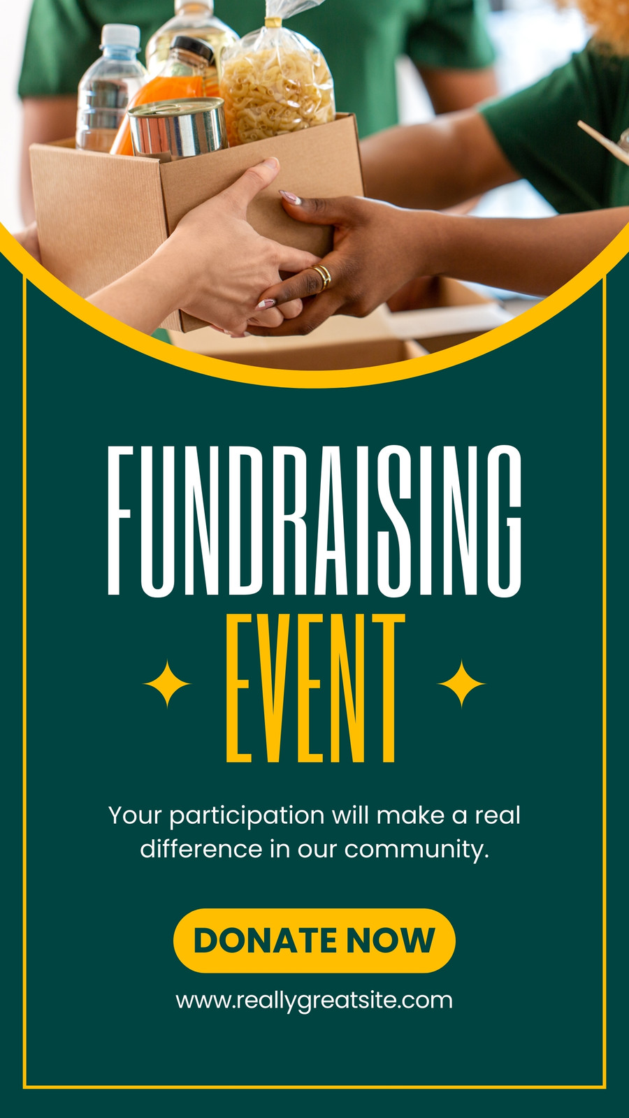Green and Yellow Minimalist Fundraising Event Instagram Story