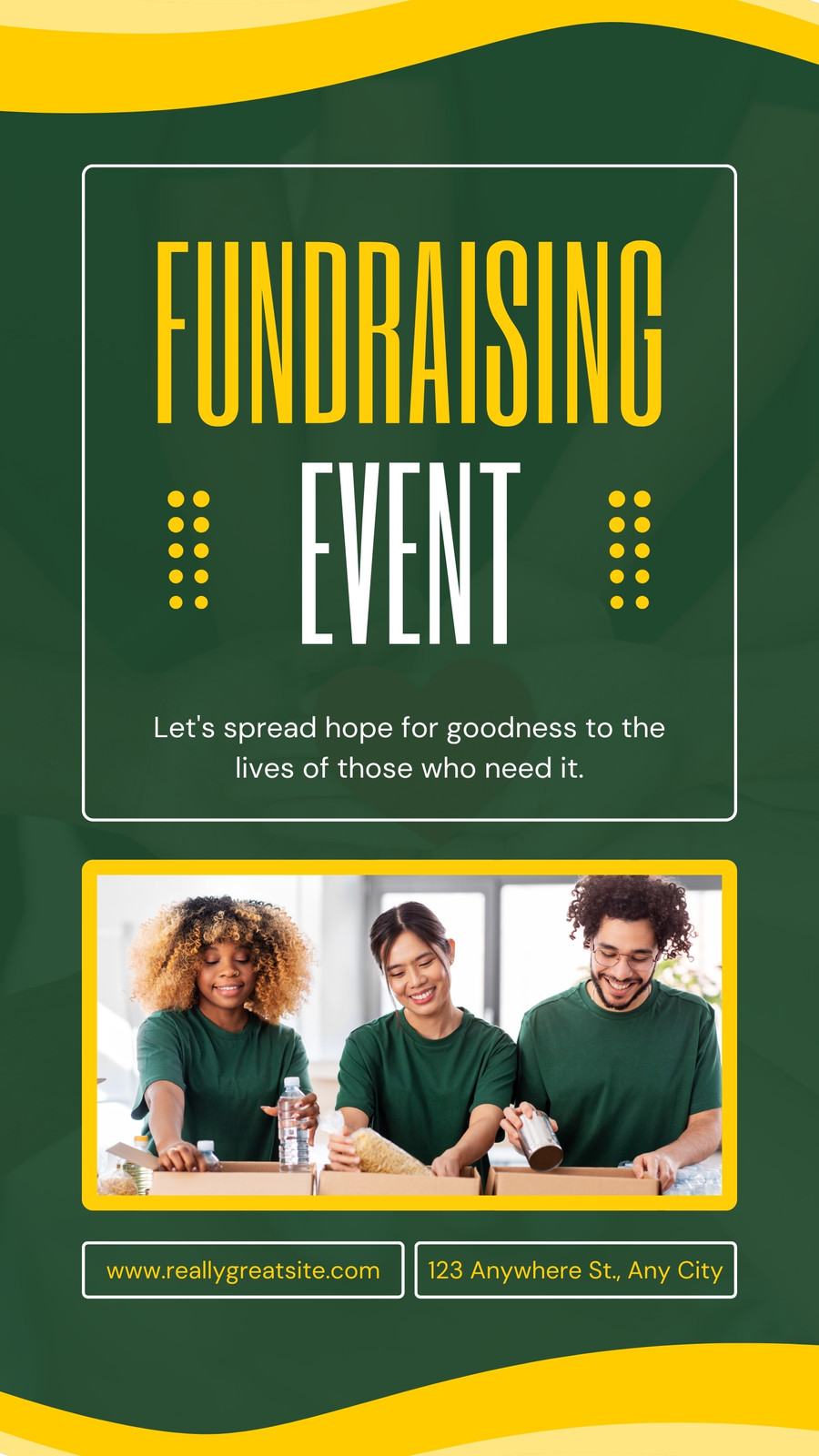 Green and Yellow Minimalist Fundraising Event Instagram Story