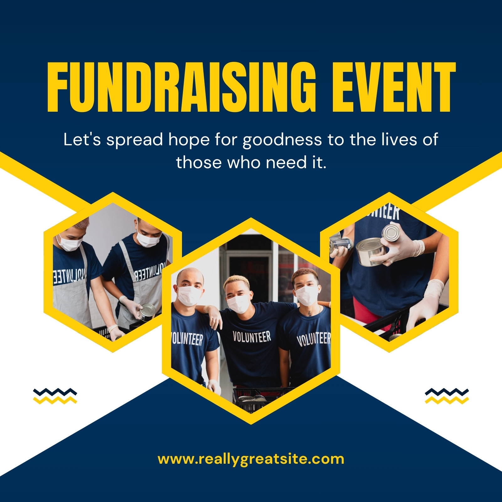 Blue and Yellow Minimalist Fundraising Event Instagram Post