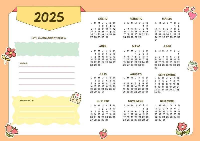 Calendario 2025 imprimibles - Carlos Olmos - Canva calendario-2025-imprimibles-carlos-olmos-canva