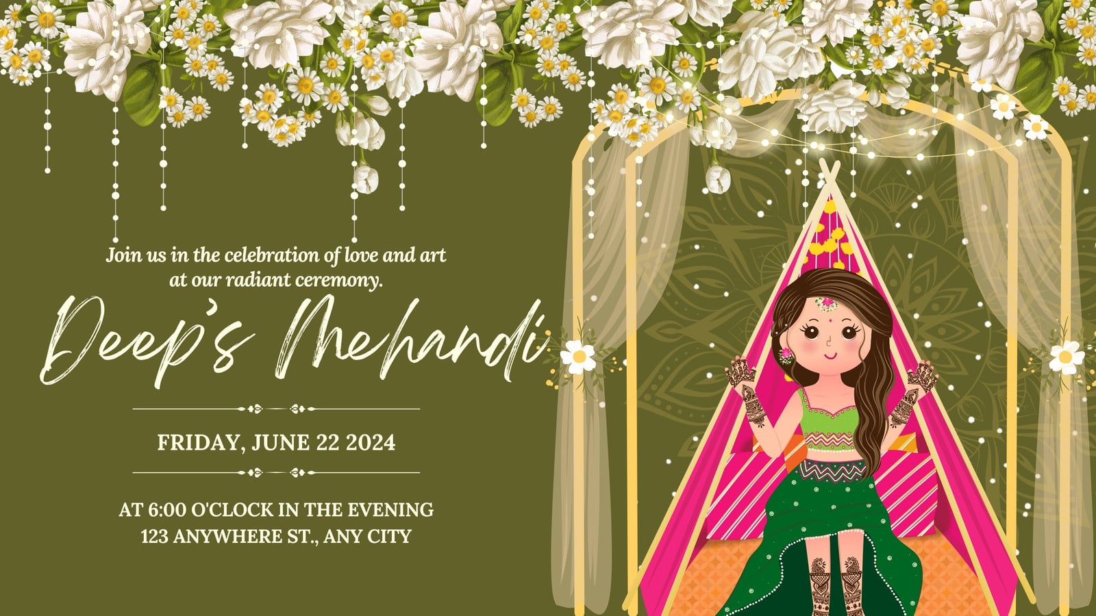 Hare rang ki paramparik mehendi wedding invitation video banaye Hare rang ki paramparik mehendi wedding invitation video banaye