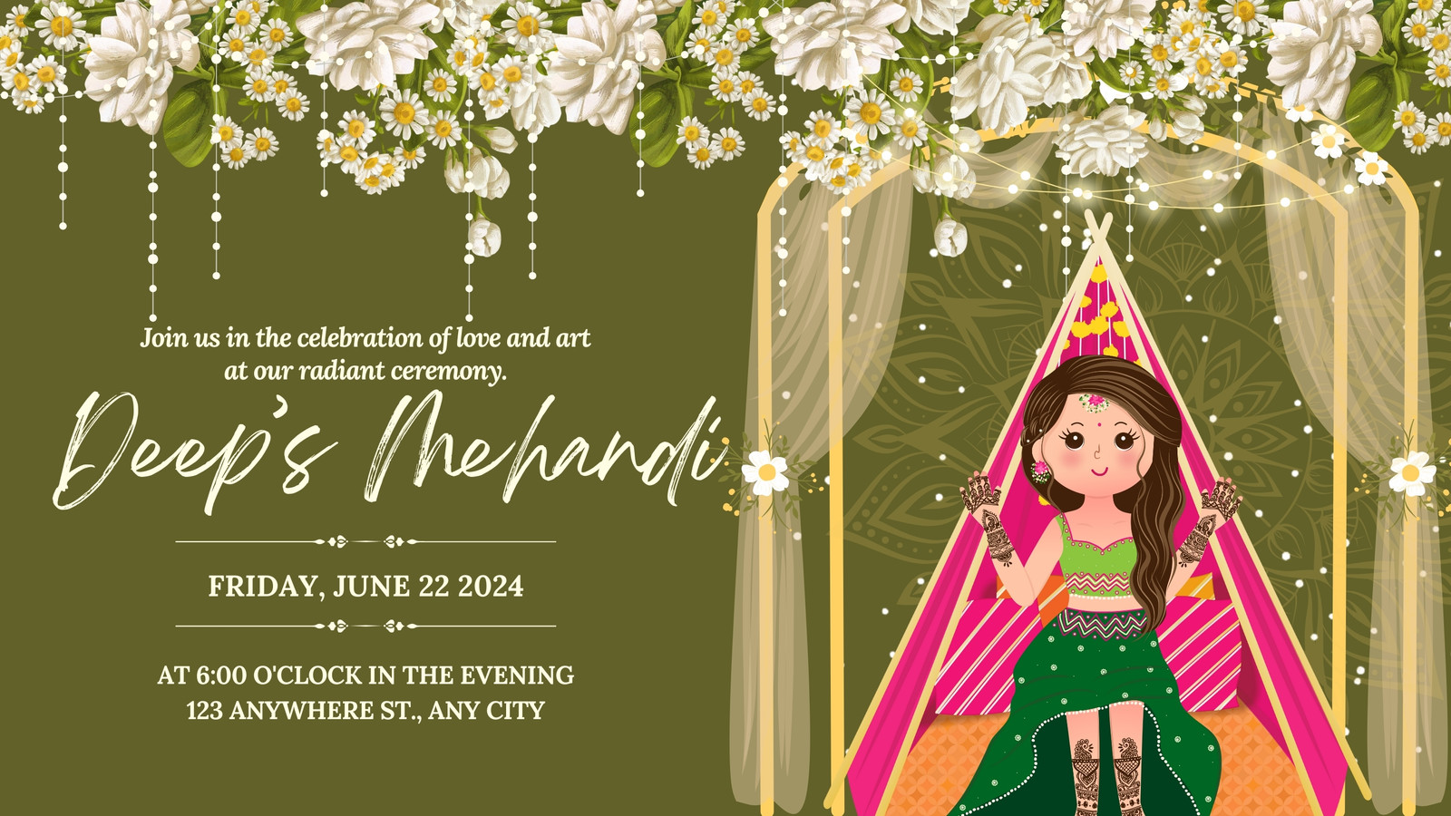 Hare rang ki paramparik mehendi wedding invitation video banaye Hare rang ki paramparik mehendi wedding invitation video banaye