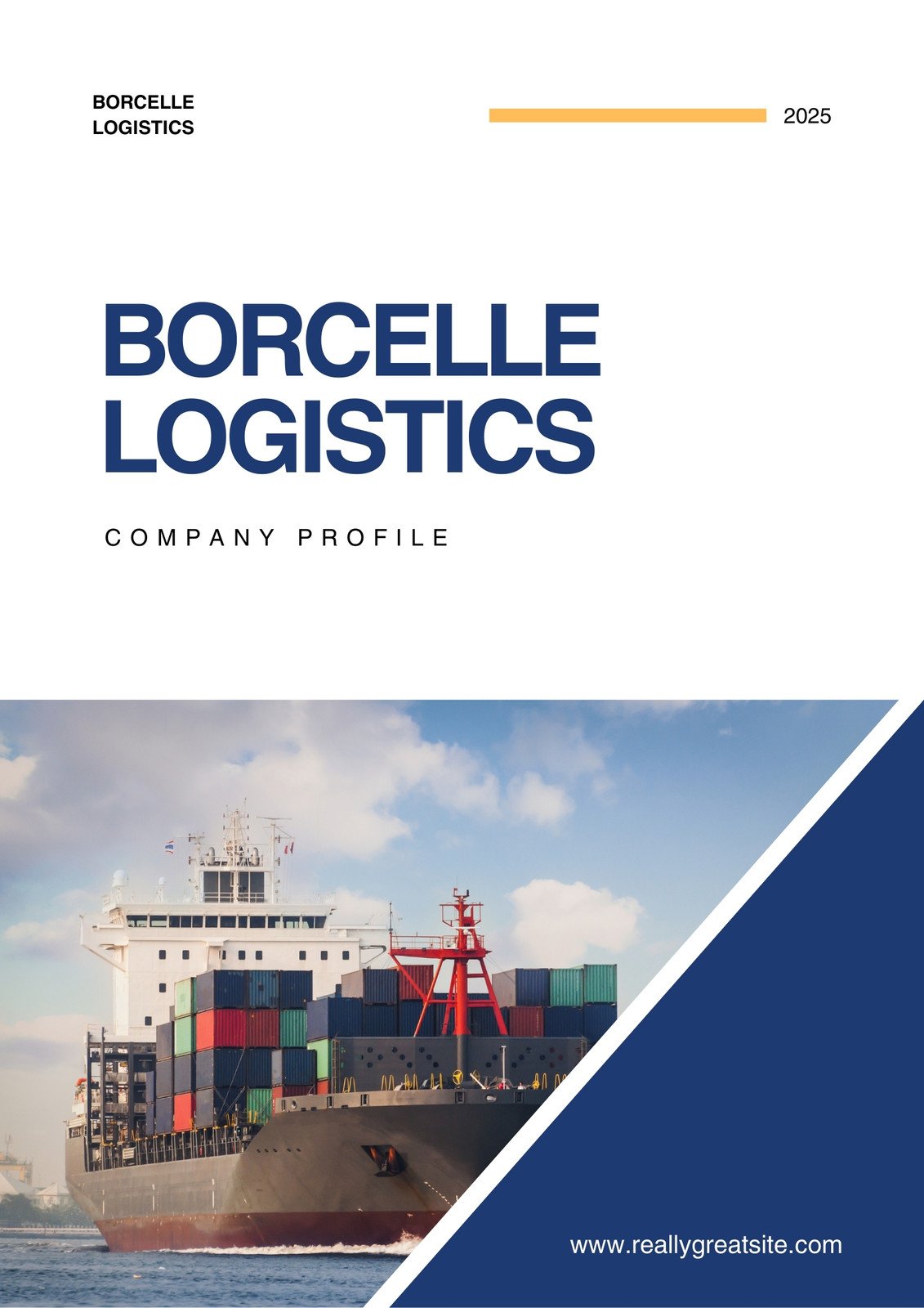 Yellow and Blue Modern Logistics Company Profile Template
