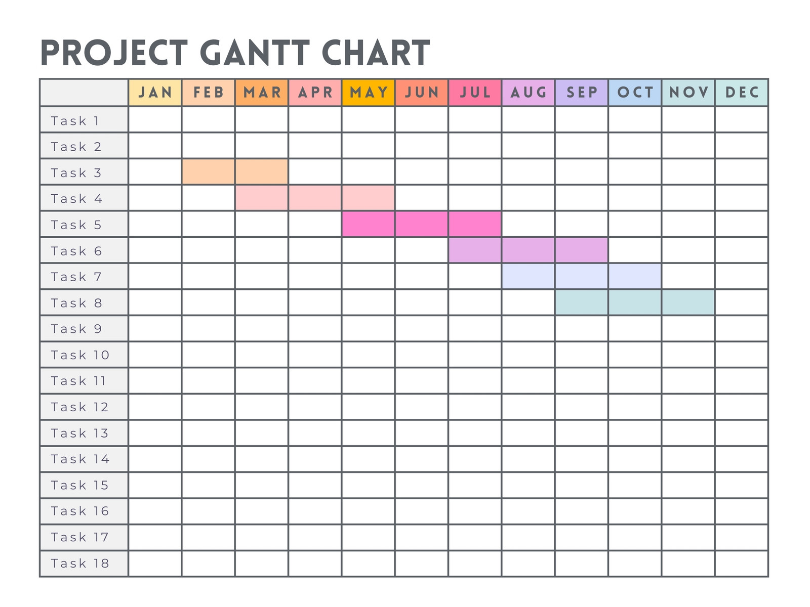 Blue and Grey Bold Simple Clean Minimalistic Gantt Chart Graph