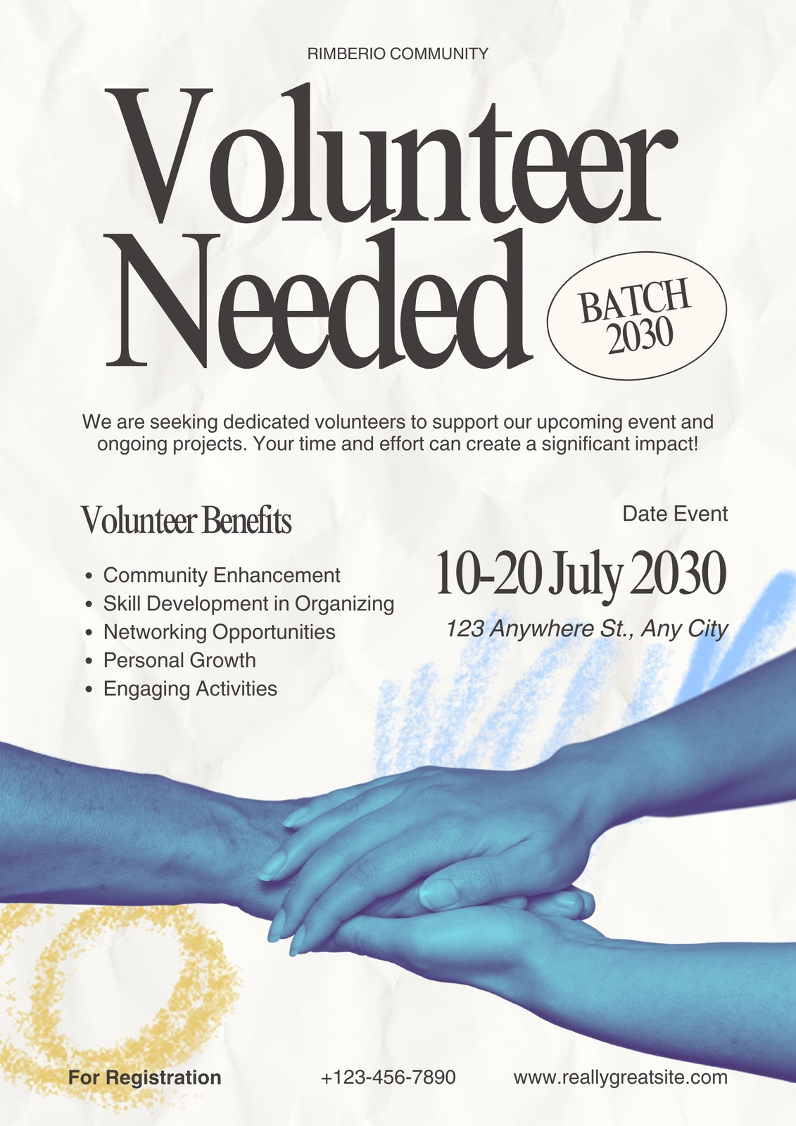 Cream Black Minimalist Modern Volunteer Event Poster