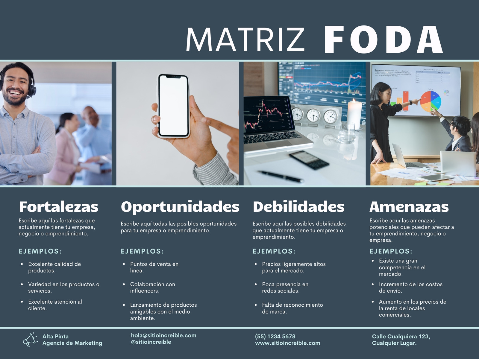 Análisis FODA - Matriz FODA - Con fotos y azul