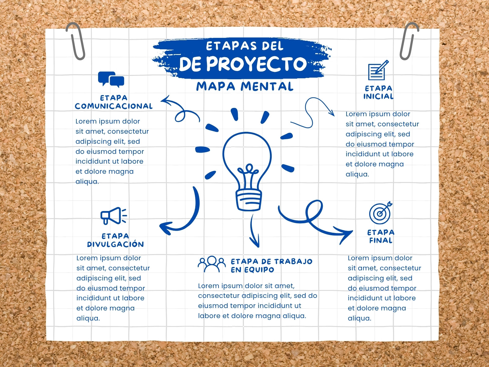 Gráfico Ilustrado Horizontal Dinámico Desarrollo de Proyecto Azul