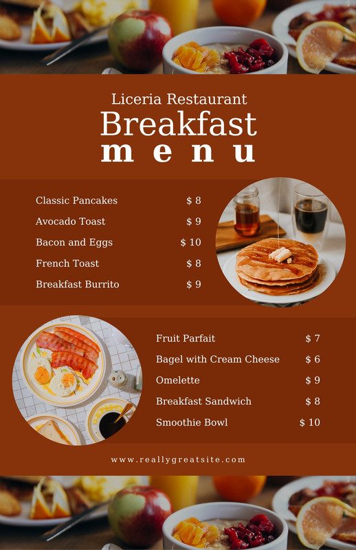 Free, custom printable breakfast menu templates | Canva