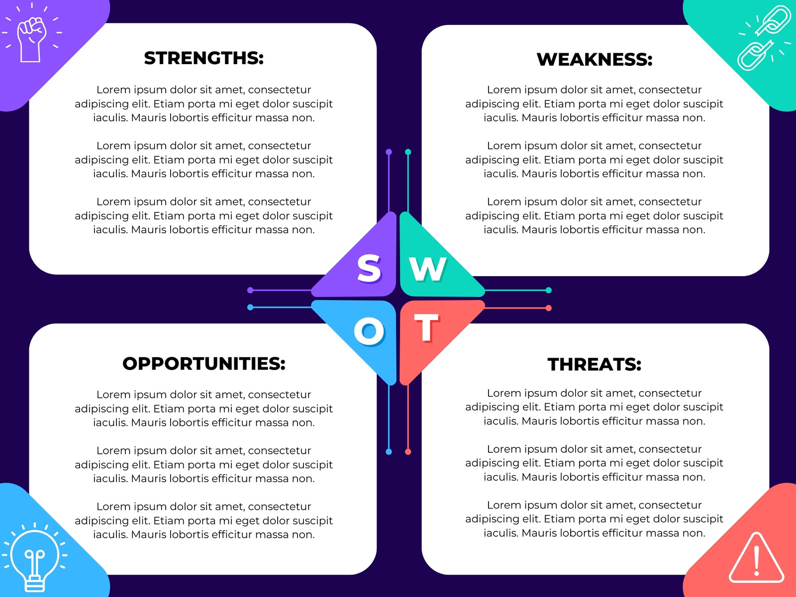 Violet and Colorful Modern Business Swot Analysis