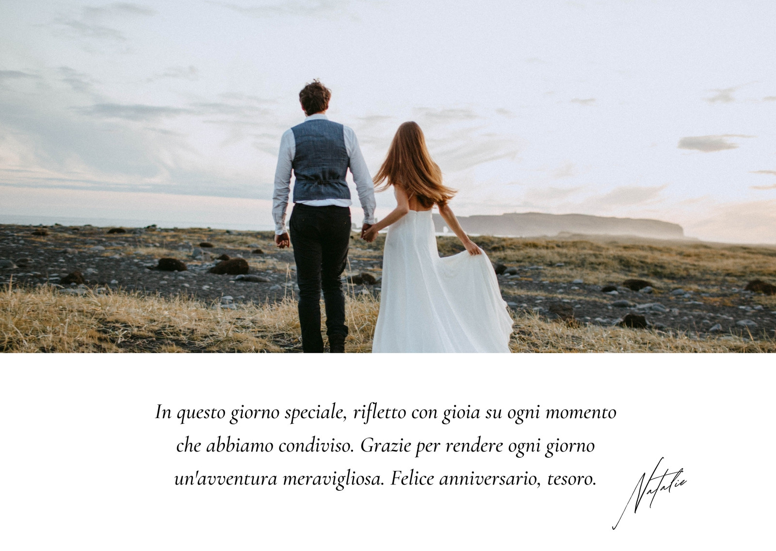 Bianco Minimale Elegante Semplice Anniversario di Matrimonio Biglietto