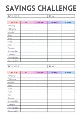 Free and customizable savings templates