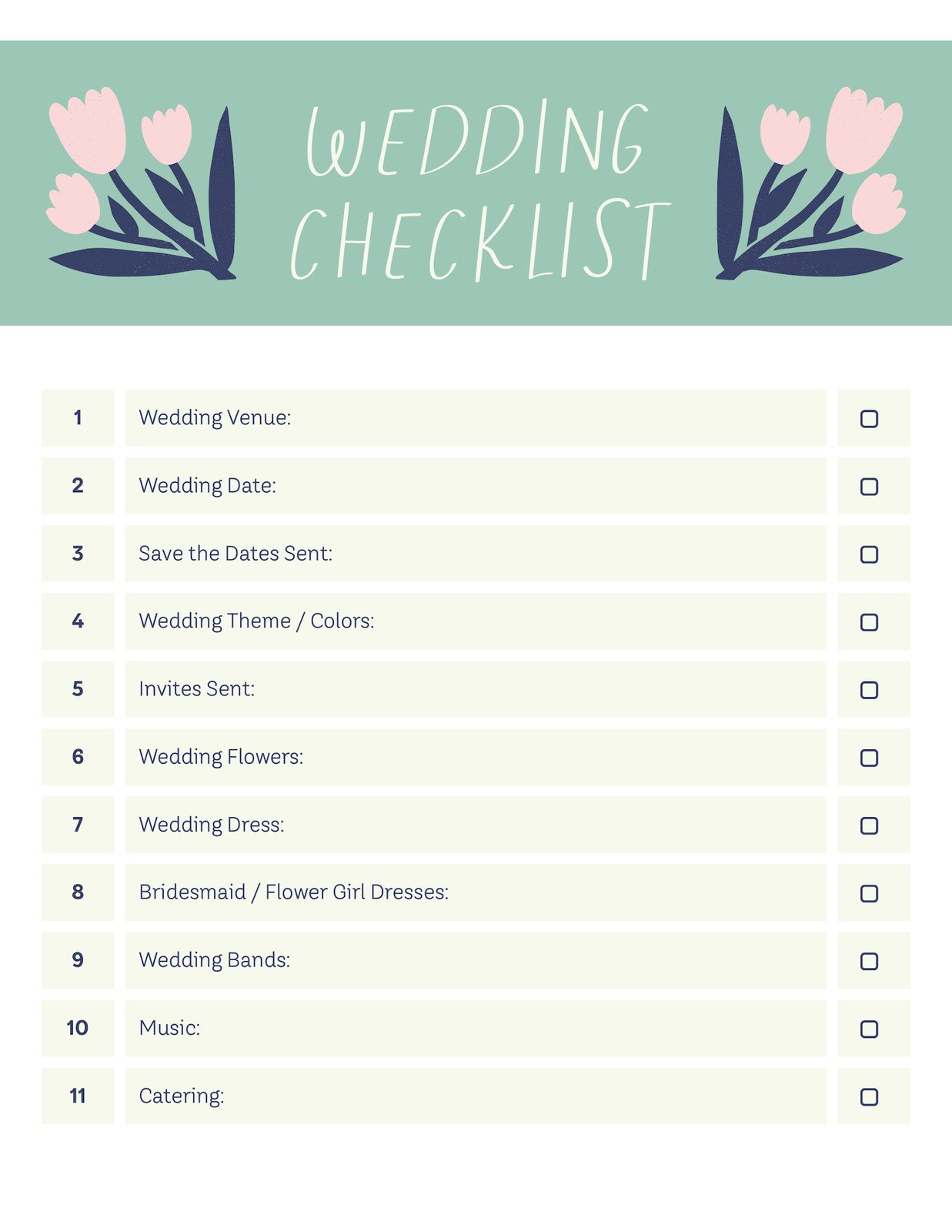 Wedding Checklist Doc in Floral Illustrative Style