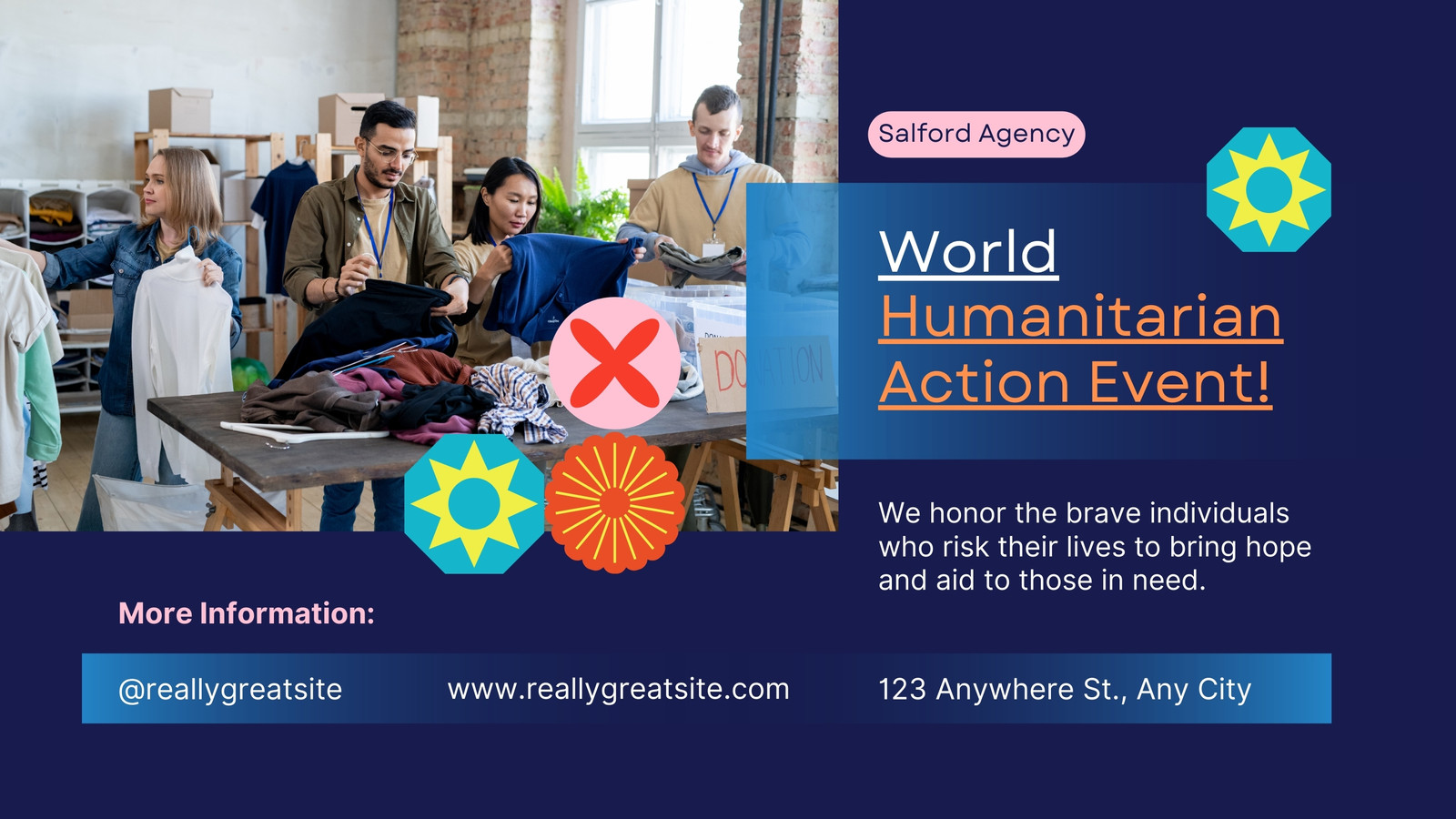 Blue Modern World Humanitarian Day Twitter Post
